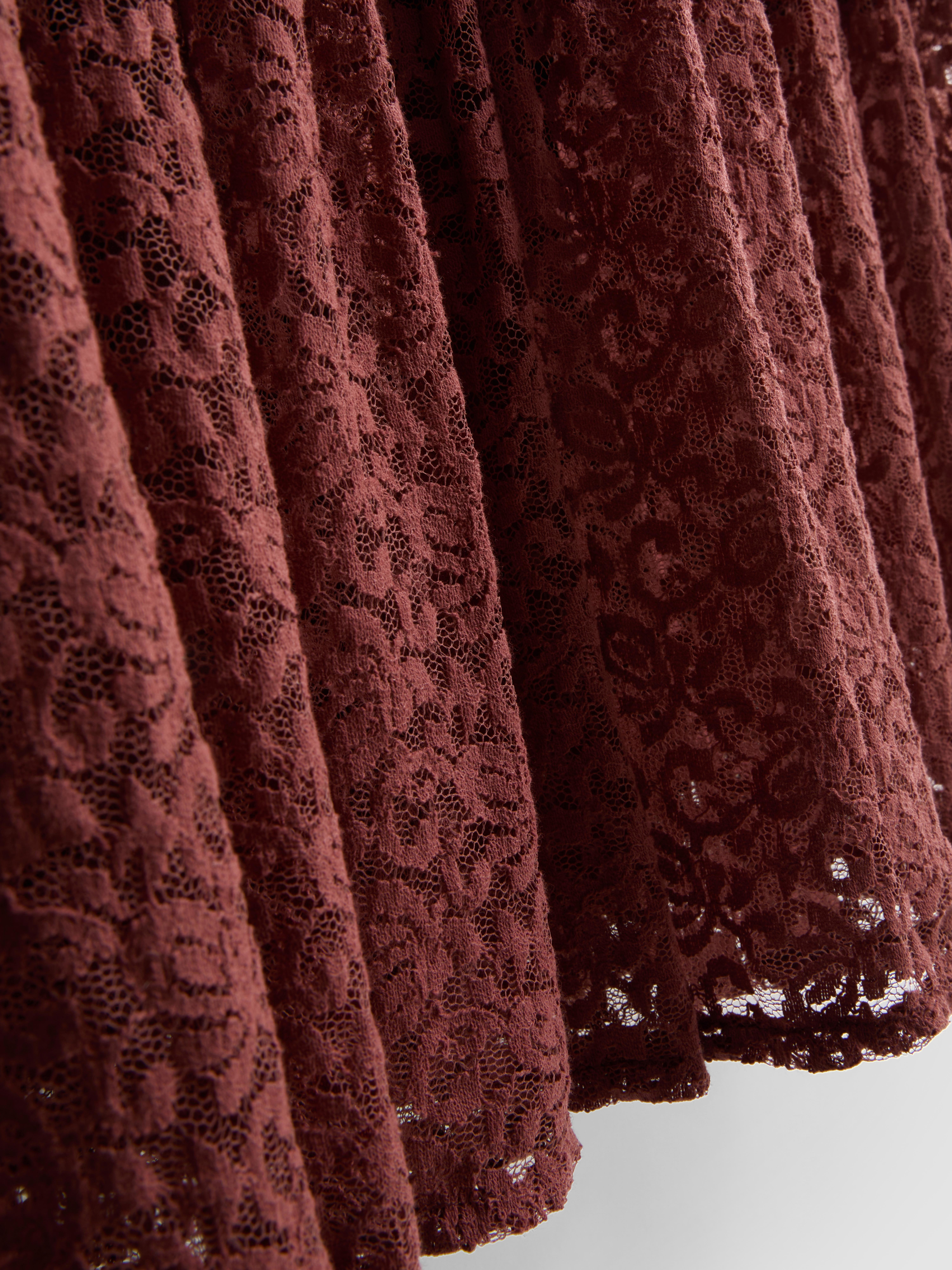 Paula Echevarría Tiered Crinkle Lace Midi Skirt