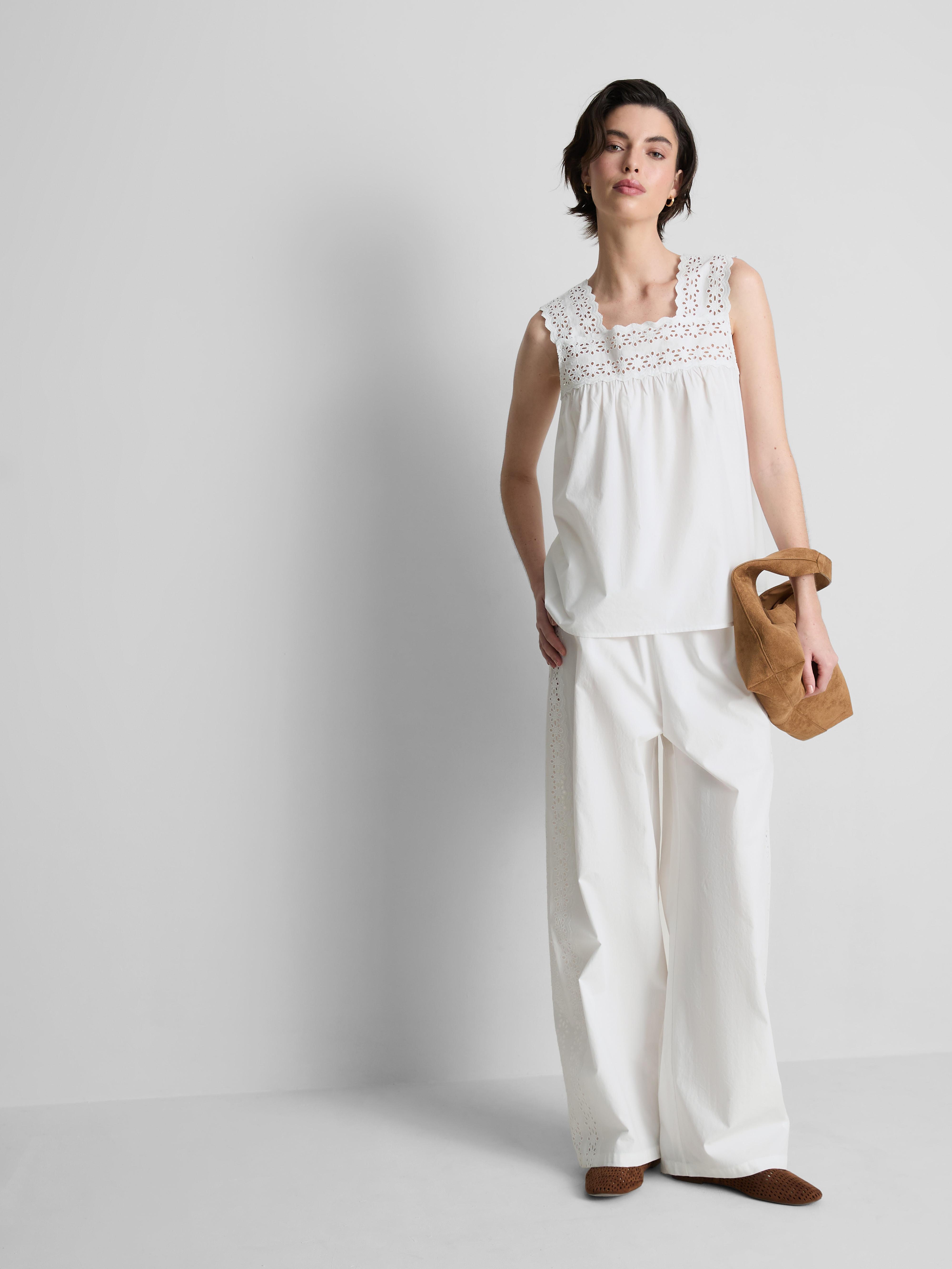 Broderie Insert Tank Top