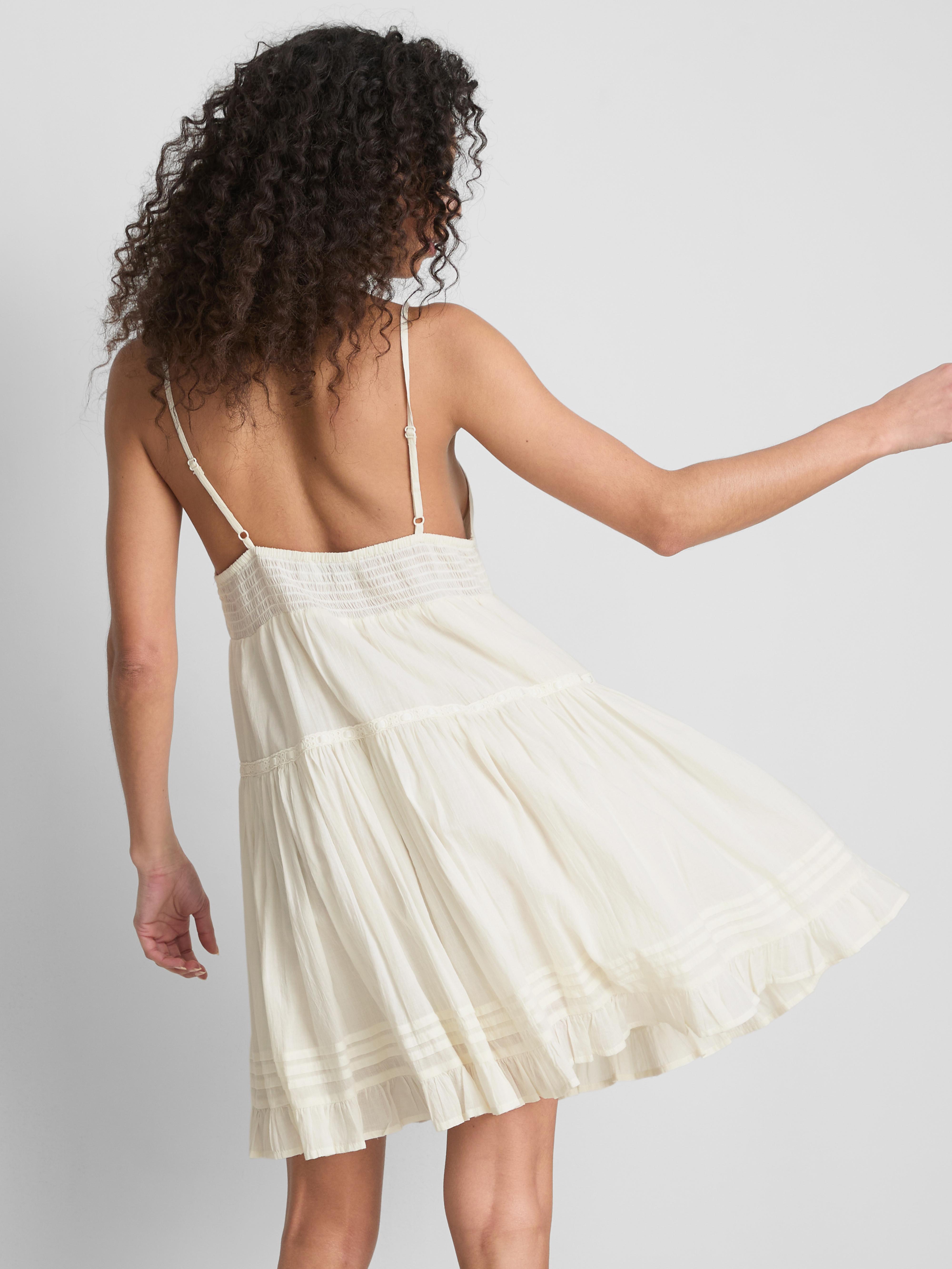 she and sky lace dress Ruffle Sleeve Eyelet Lace Midi Dress W/ Front Waist Tie - She + Sky main image 0