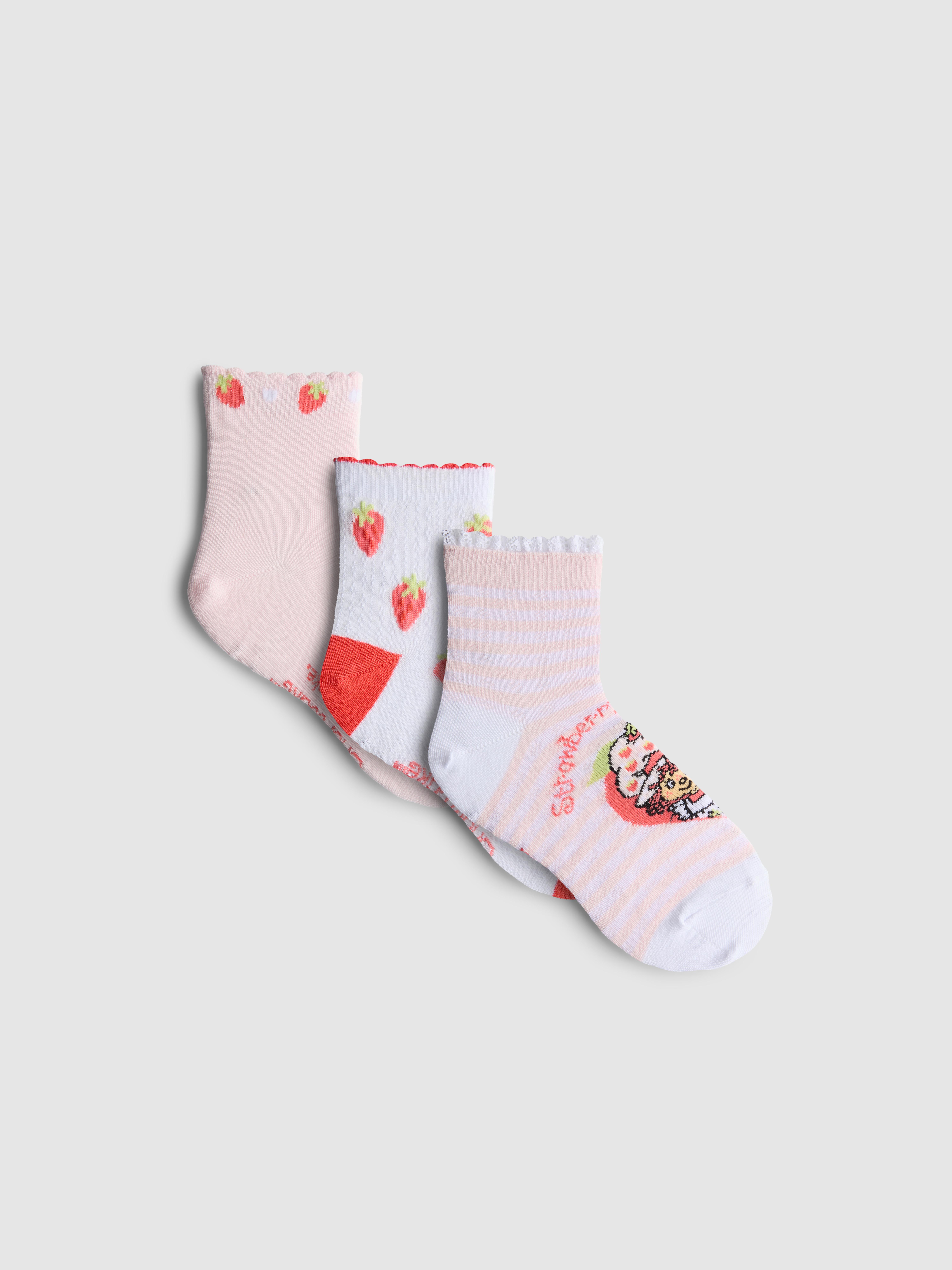 „Emily Erdbeer“ Crew-Socken in Viertellänge, 3er-Pack