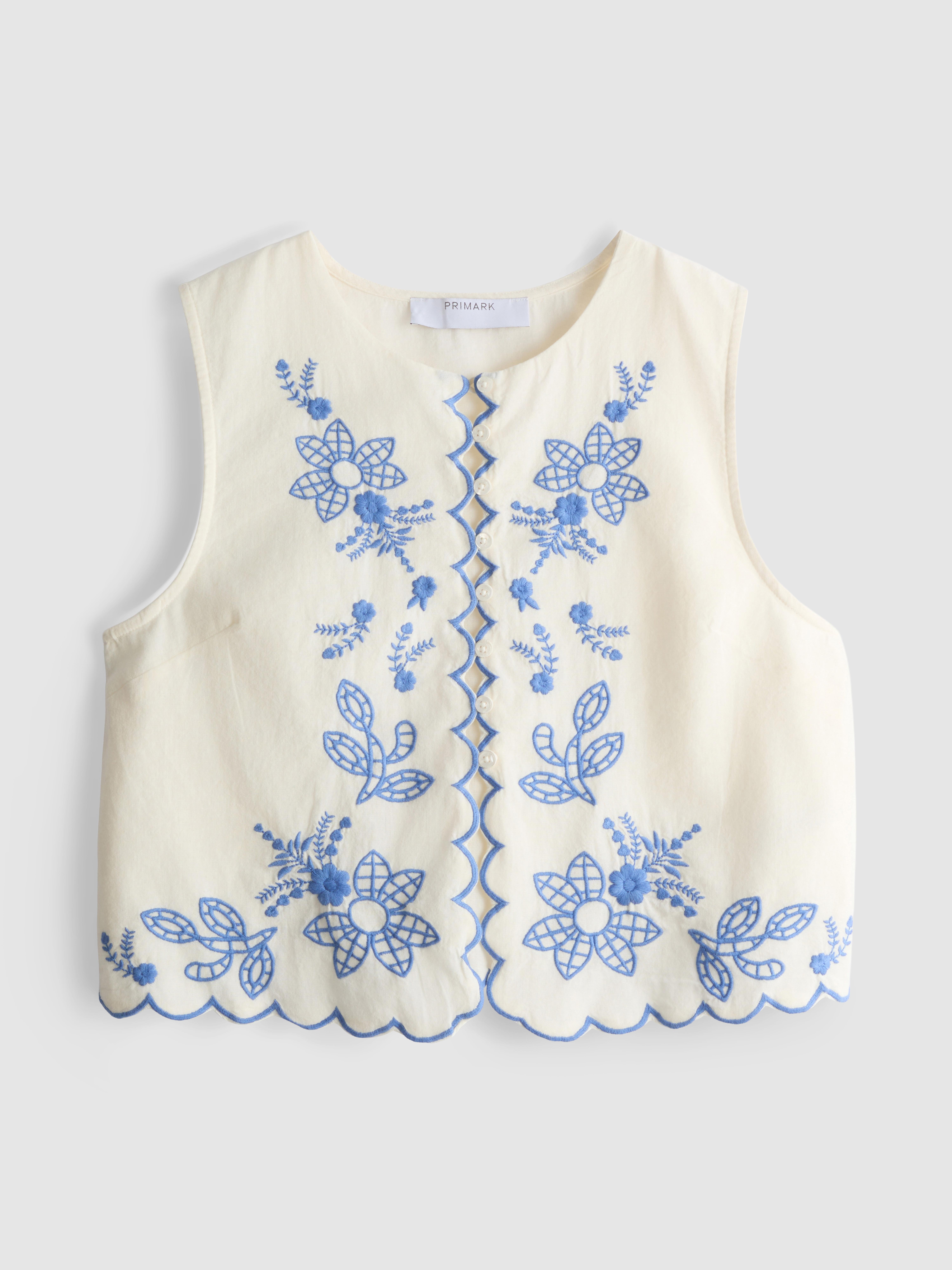 Cotton Floral Embroidered Waistcoat