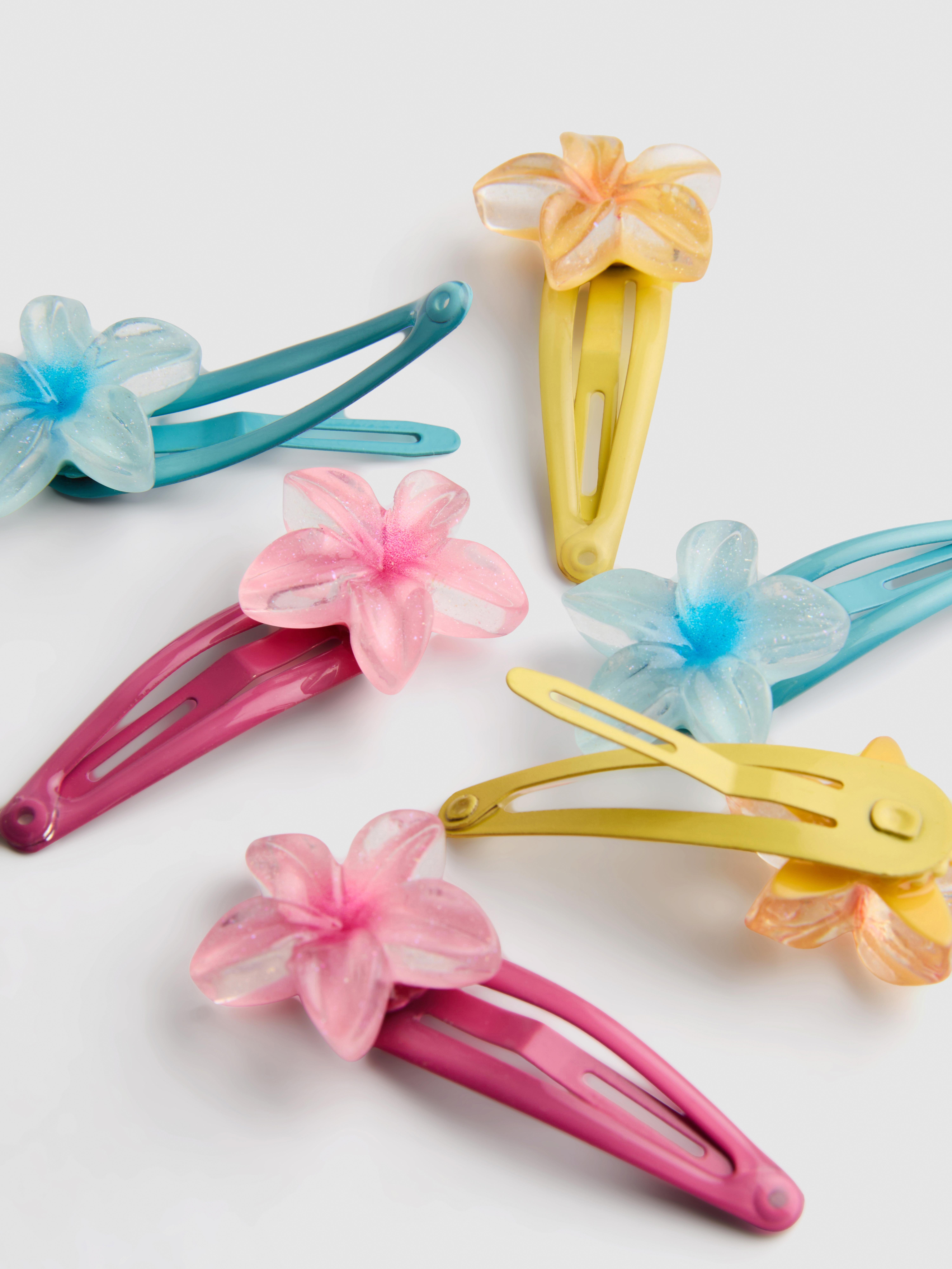 Girls Multi 6pk Hibiscus Flower Snap Hair Clips | Primark
