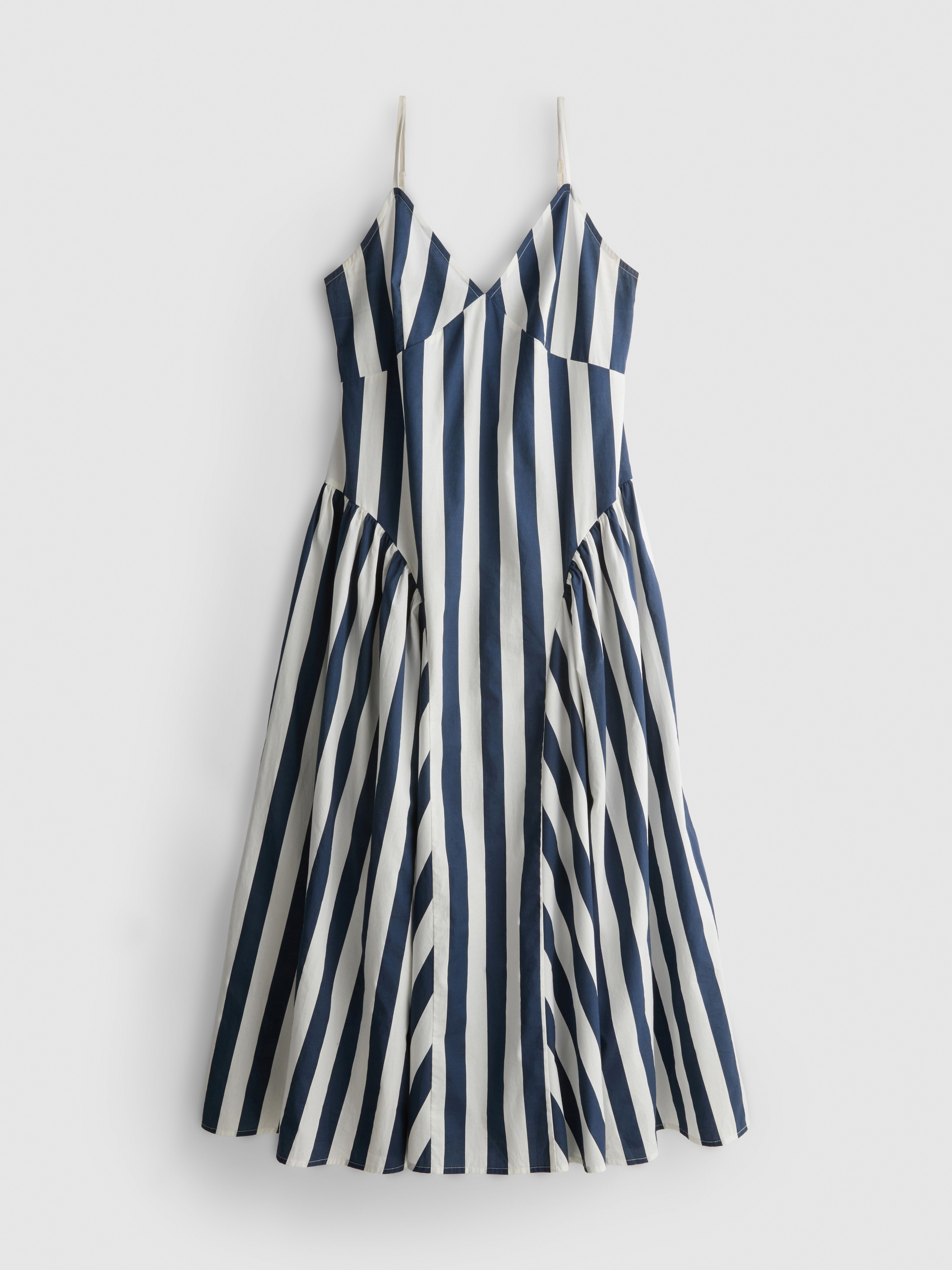 Robe corset mi-longue en coton à bretelles