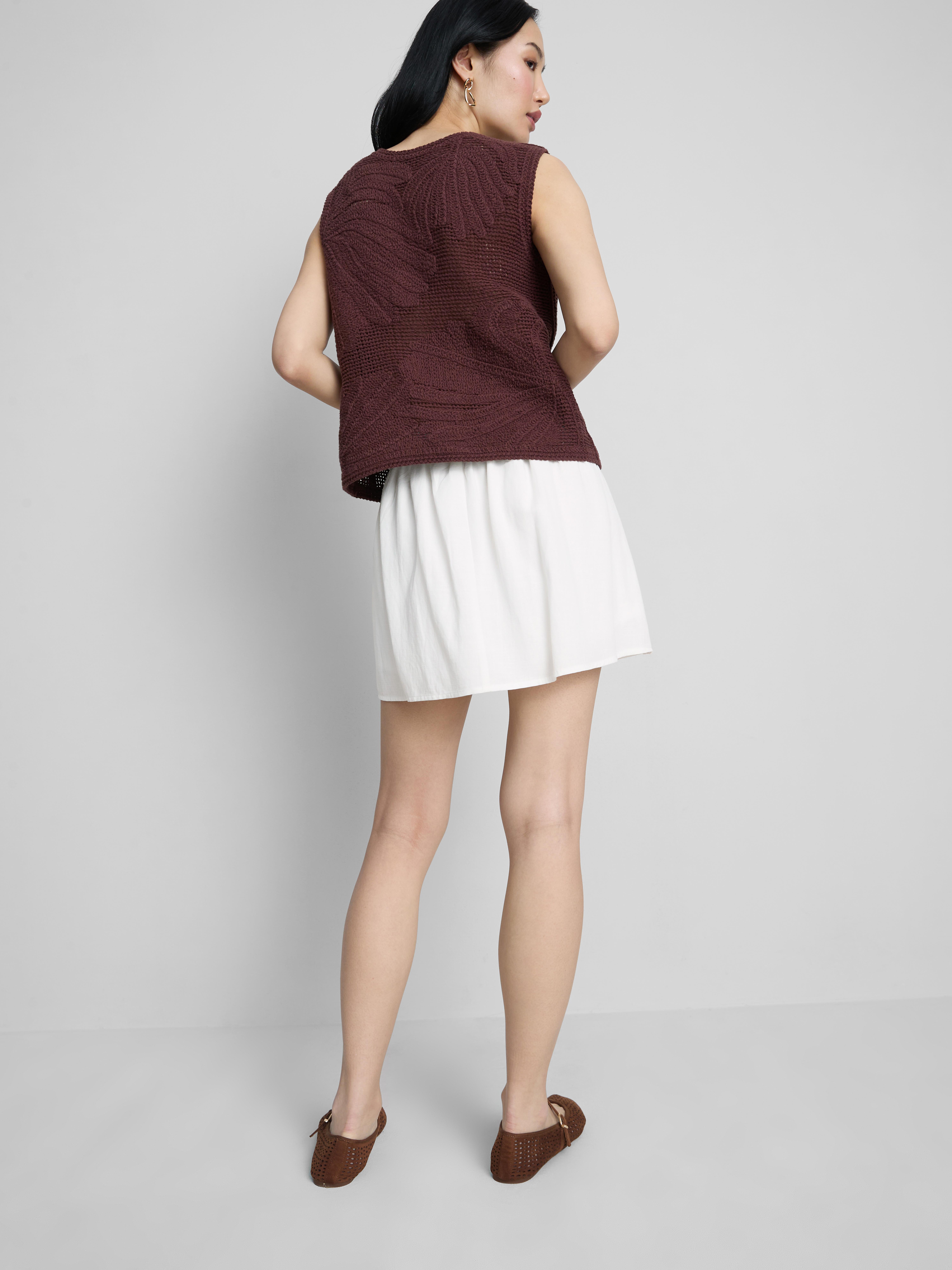 Linen Blend Tie Side Mini Skort