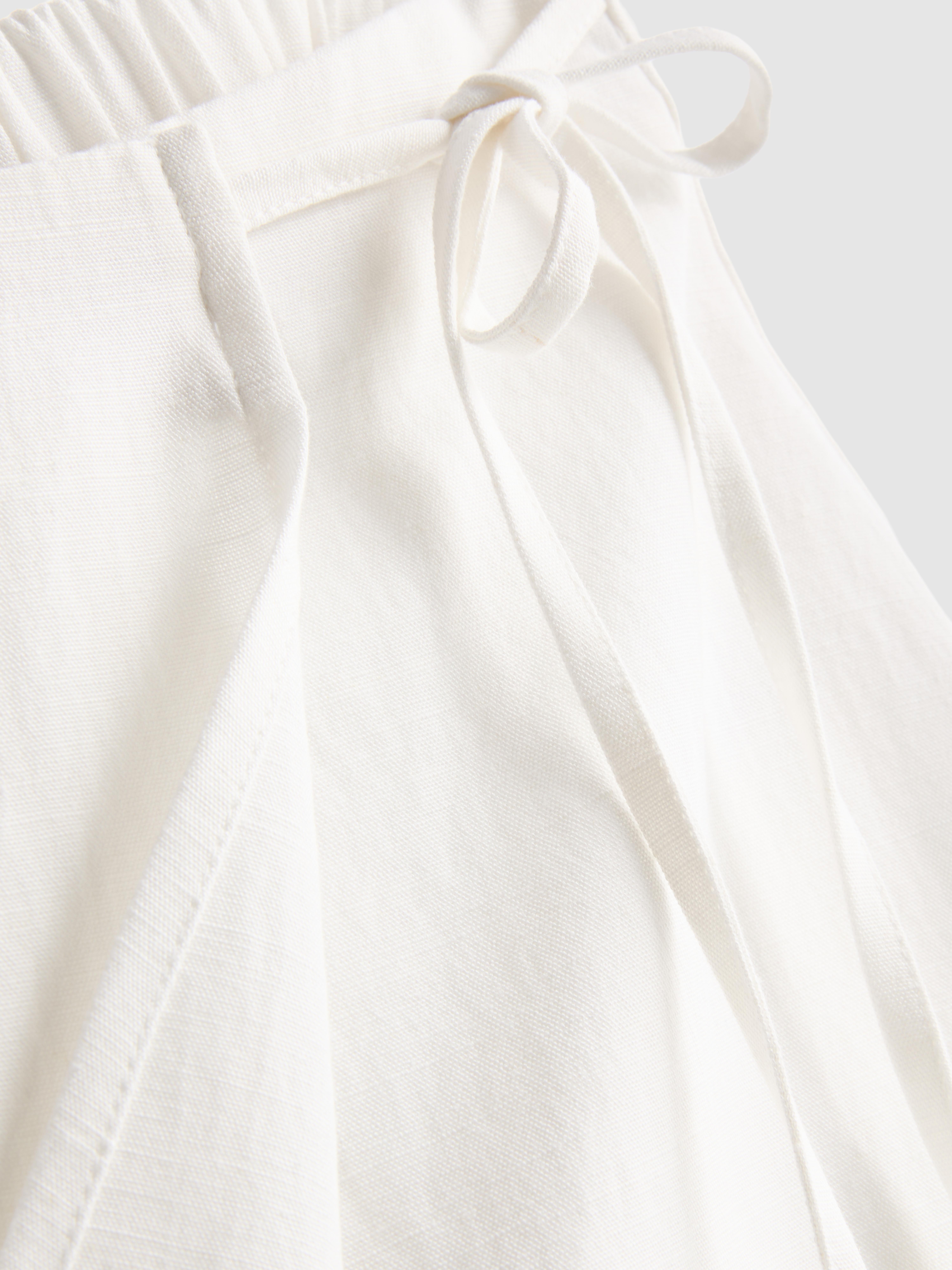 Linen Blend Tie Side Mini Skort