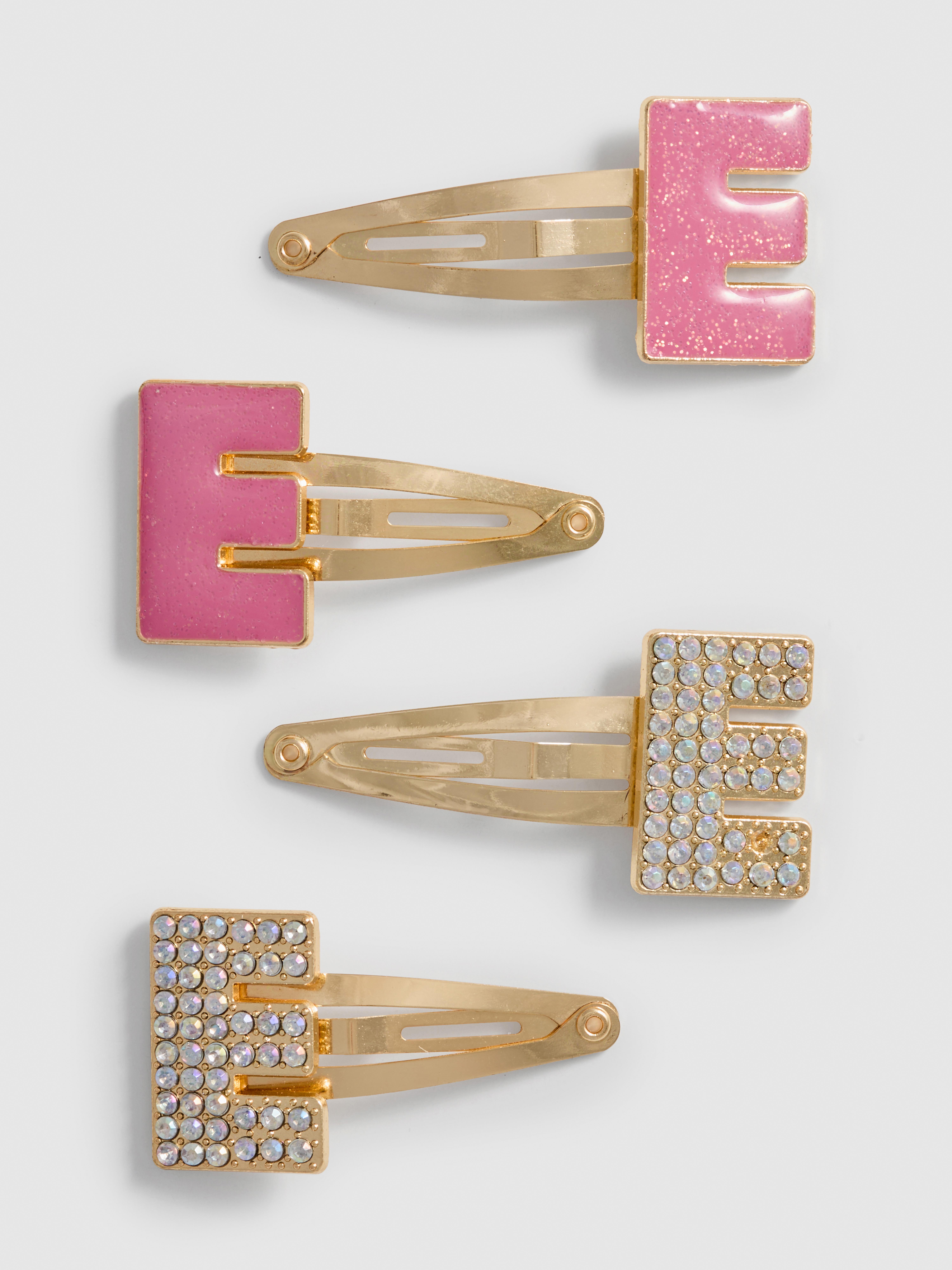 4pk Initial Snap Hair Clips