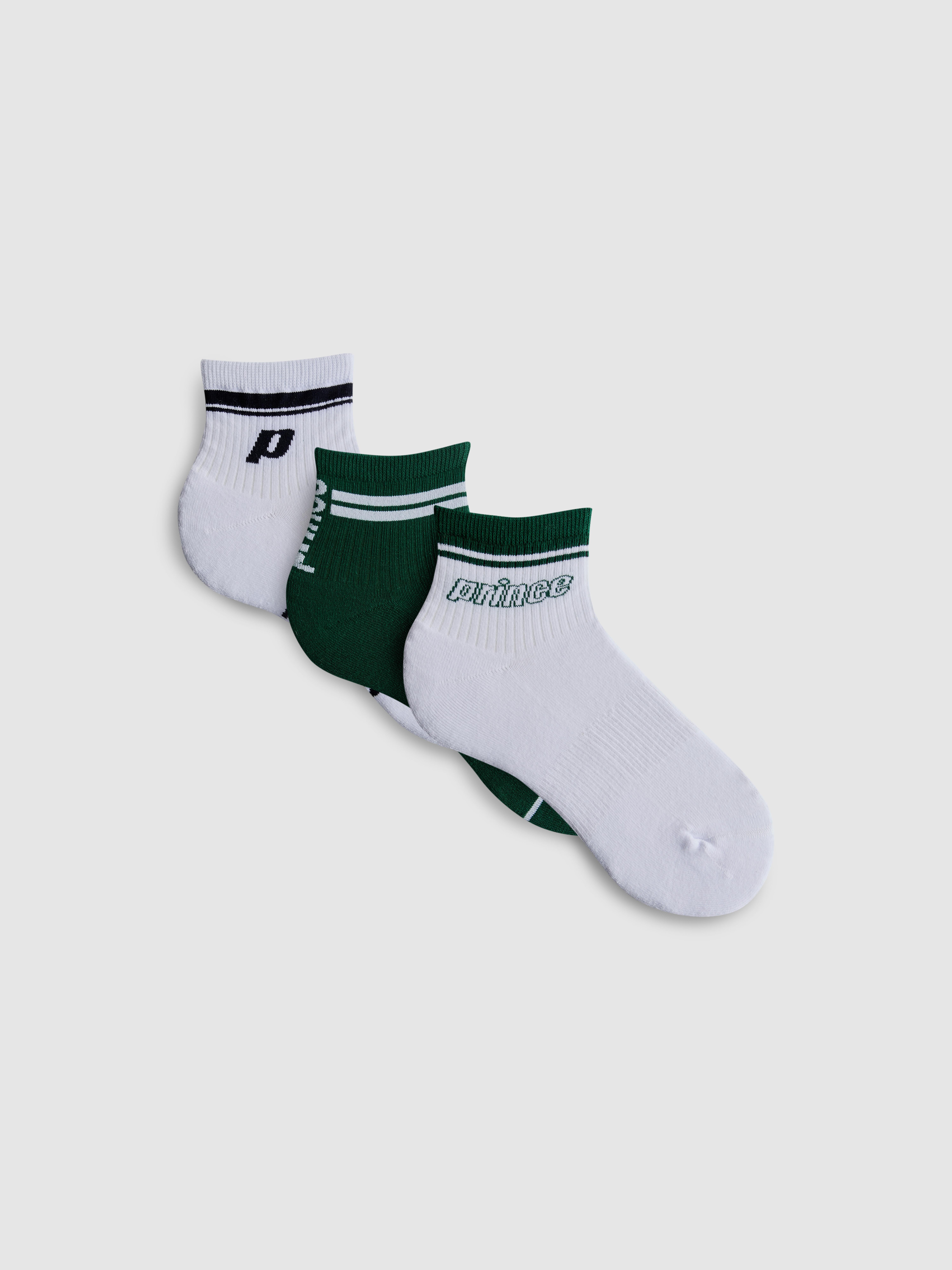 3pk Prince Cotton Rich Quarter Crew Socks