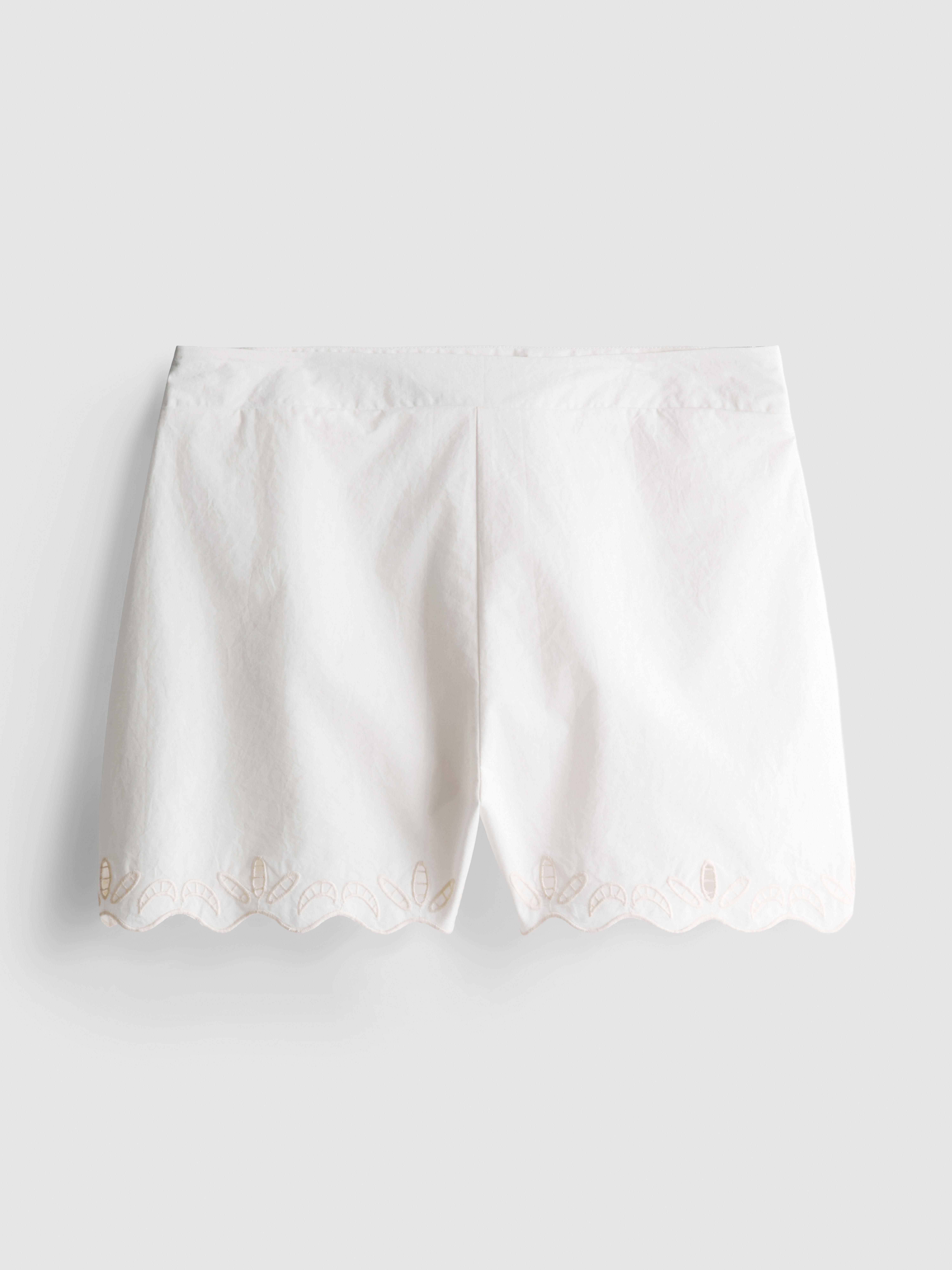 Scalloped Embroidered Cotton Shorts