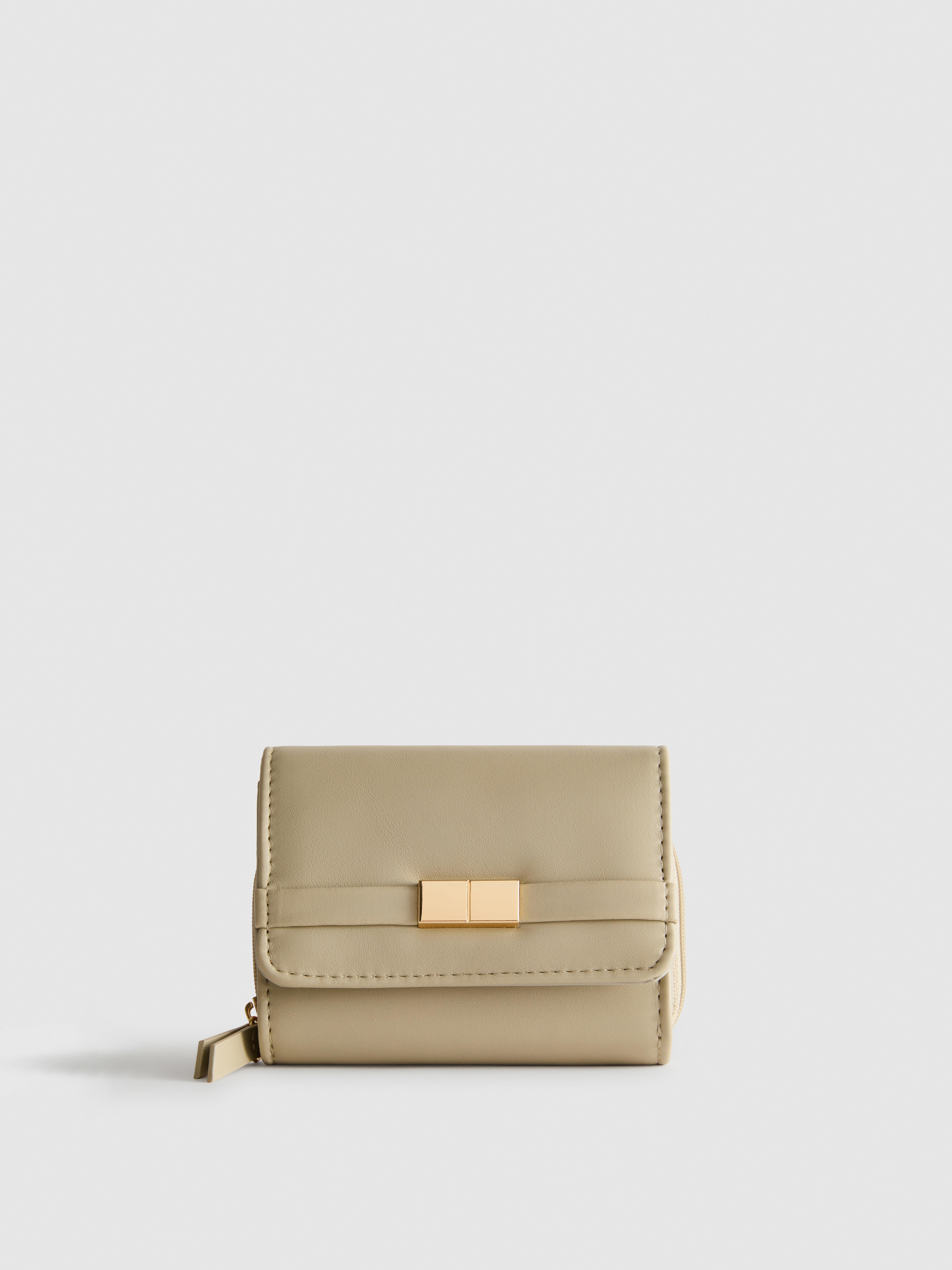 Portemonnee met metallic details en rits Groen