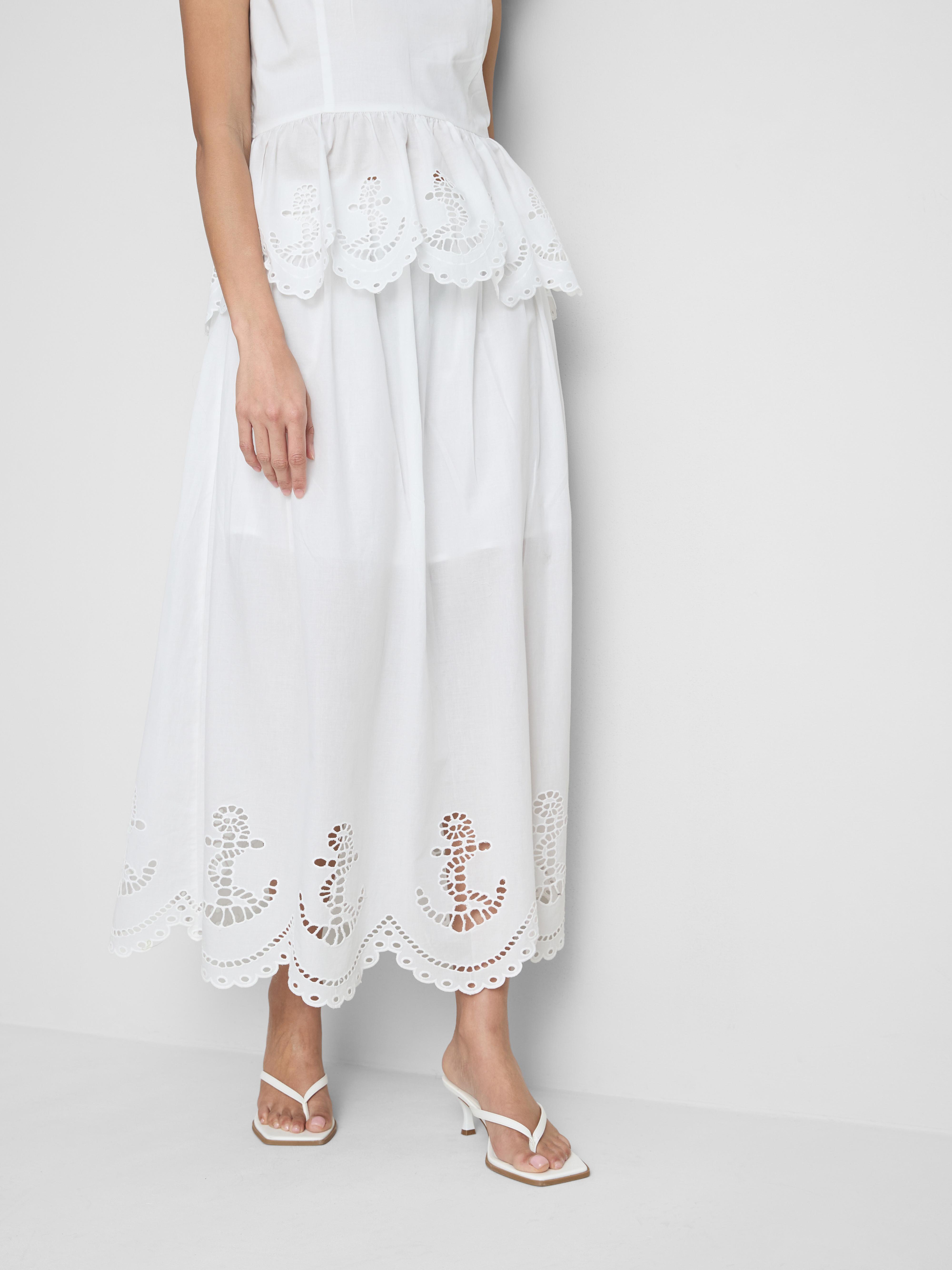 Cotton Nautical Eyelet Midi Skirt