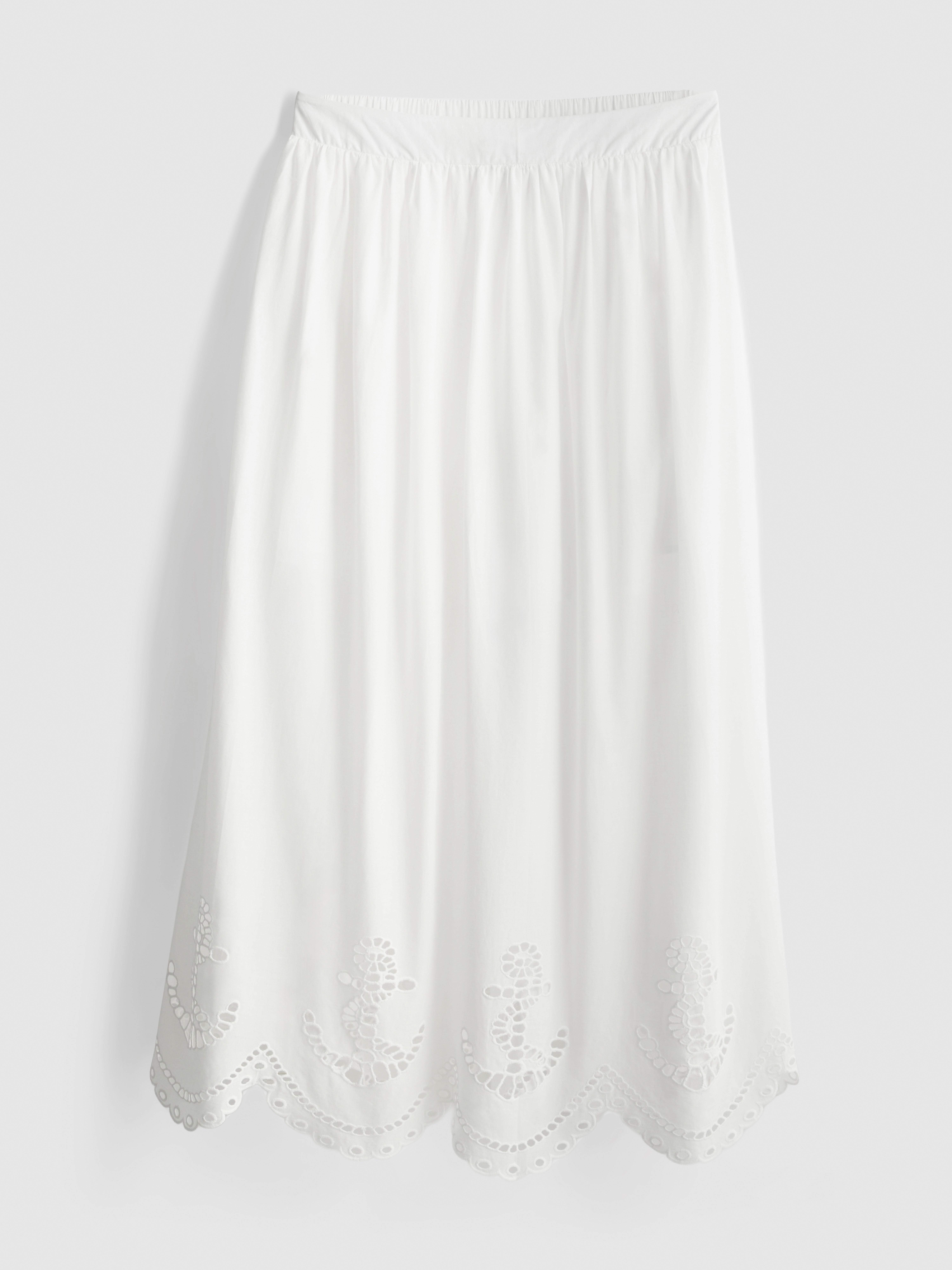 Cotton Nautical Eyelet Midi Skirt