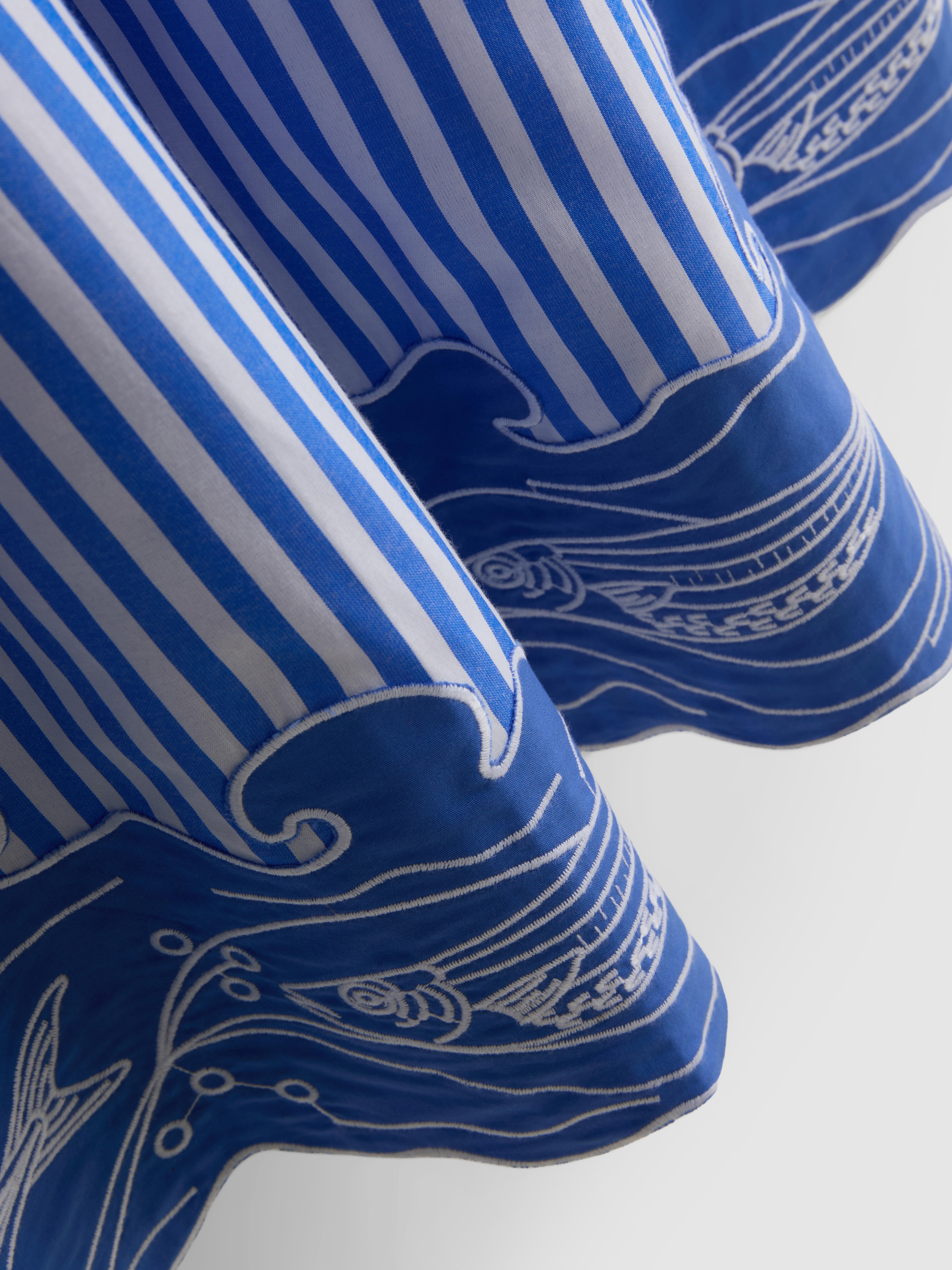 blue striped embroidered dress Women's The Space Between Blue Stripe Embroidered Eyelet Maxi Dress | Size: L main image 1