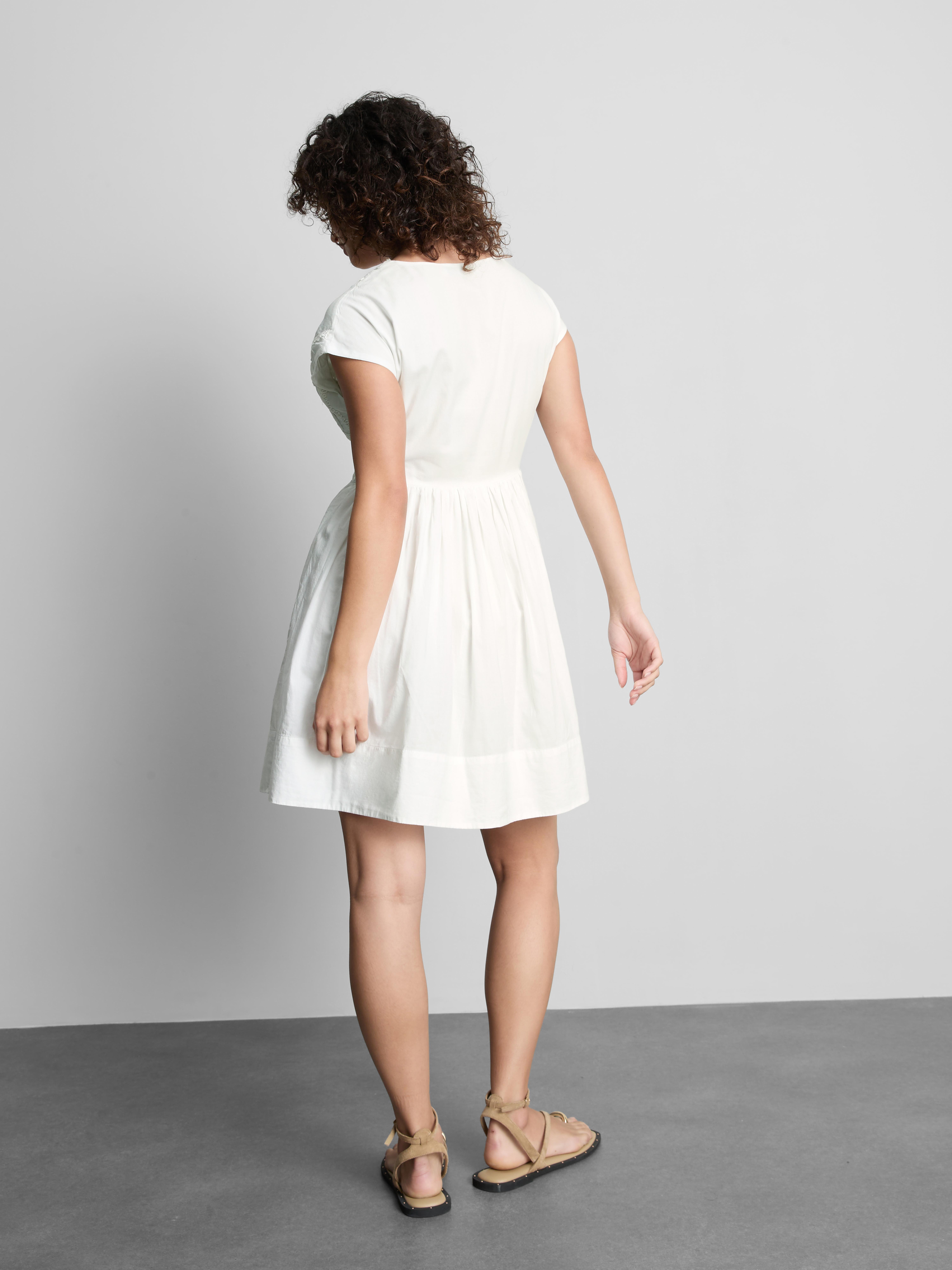 Womens White Cotton V-Neck Cornelli Mini Dress | Primark