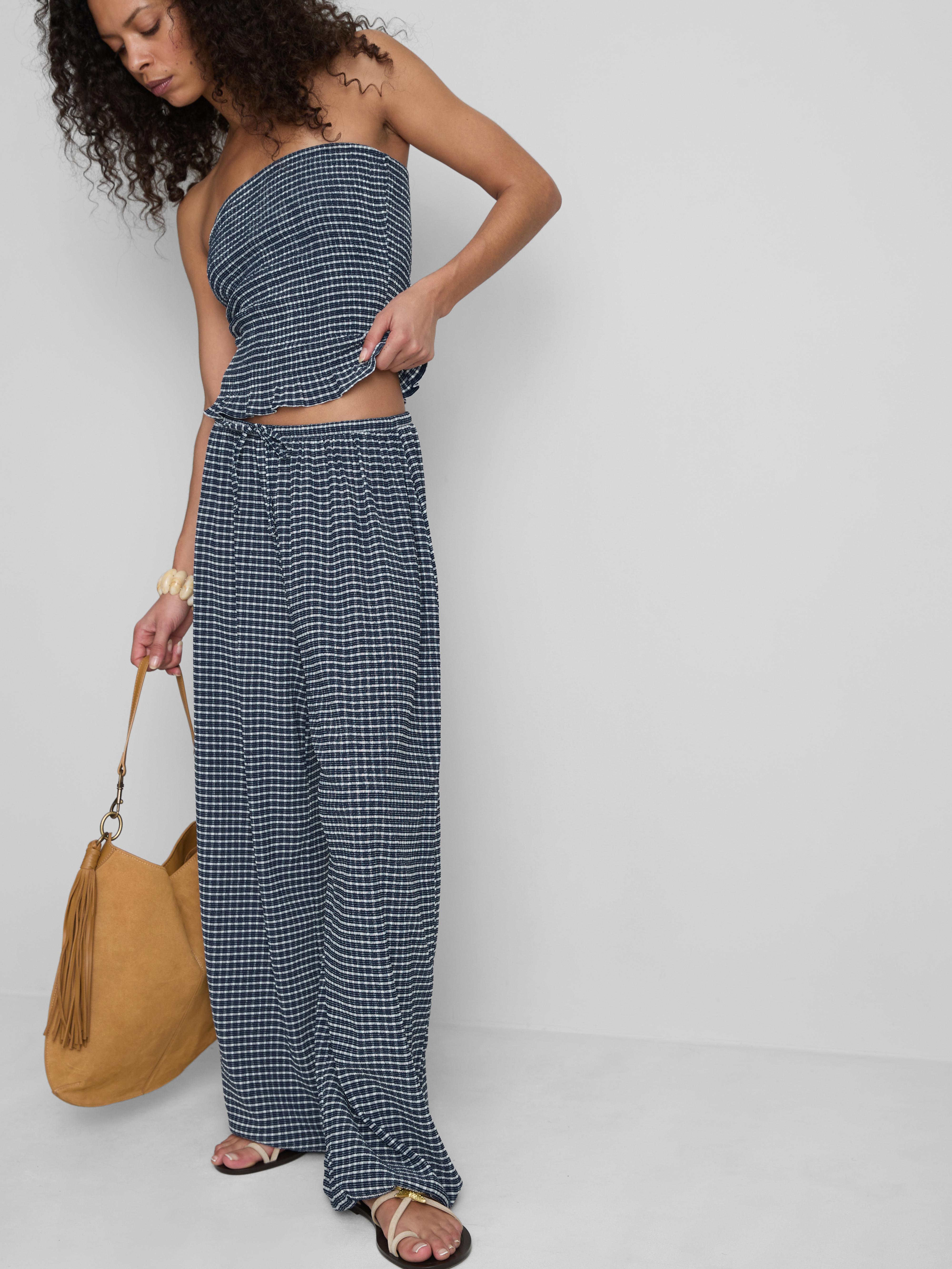 Paula Echevarría Gingham Wide Leg Trousers