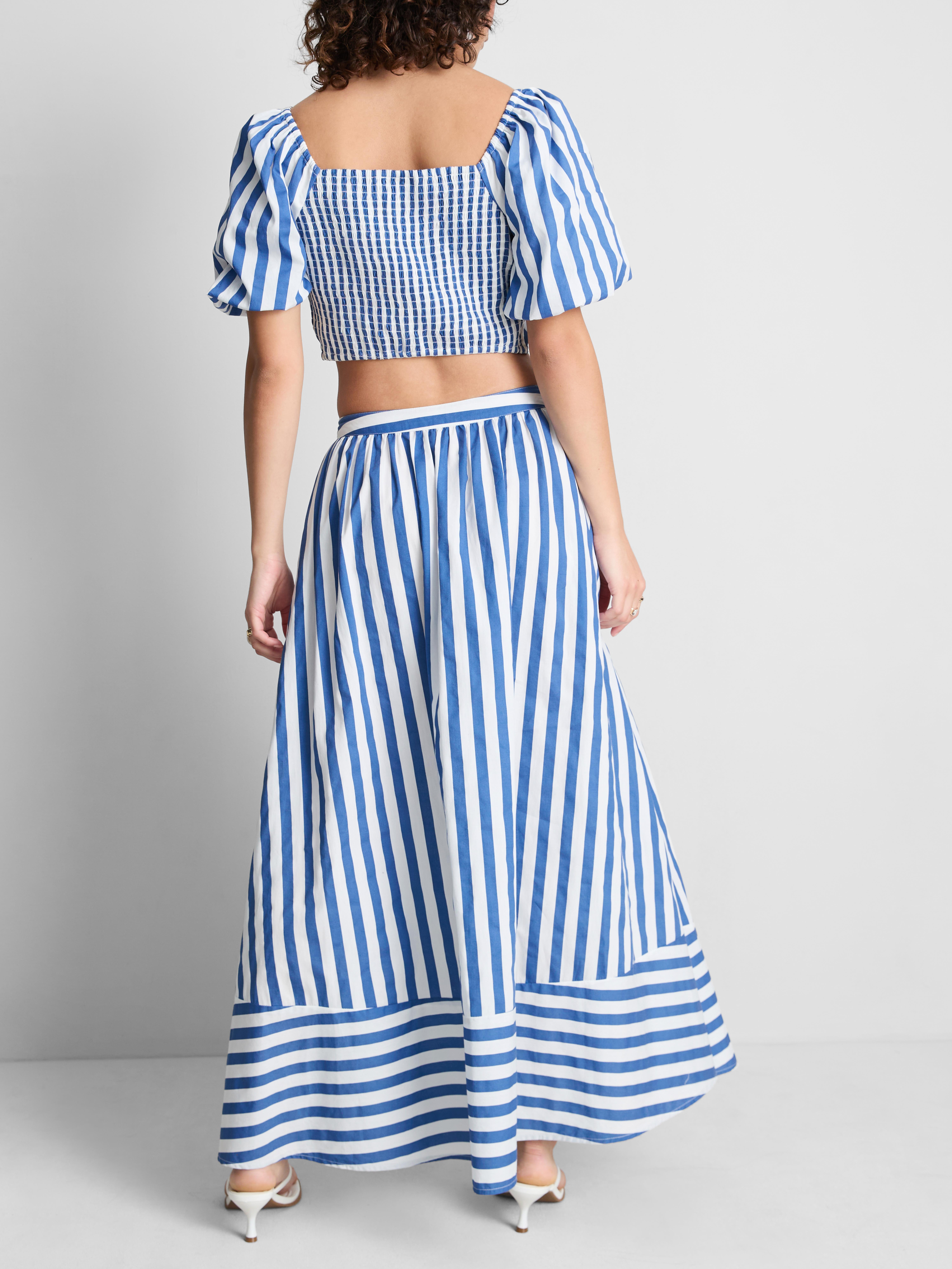 Cotton A-Line Striped Maxi Skirt