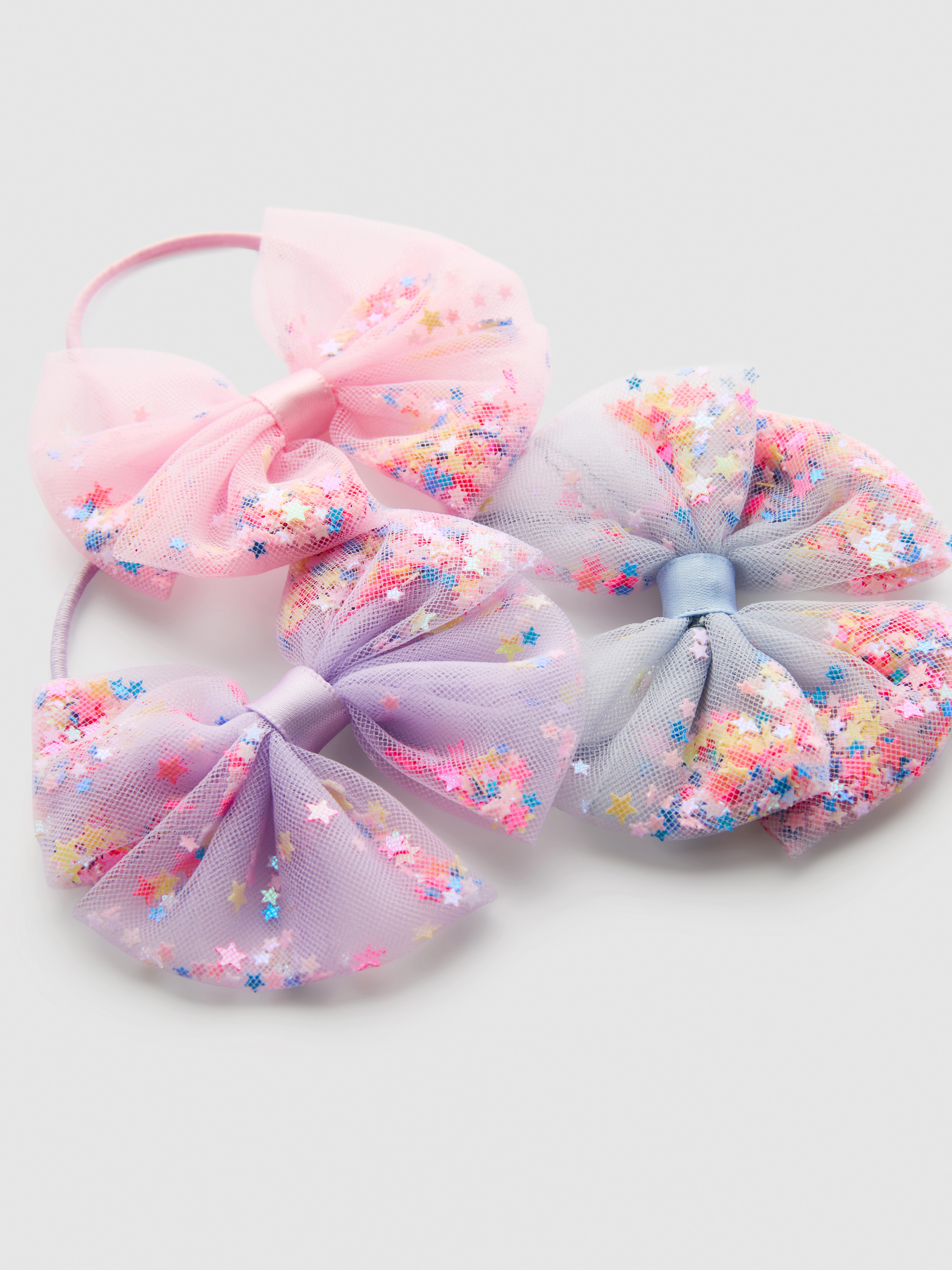 3pk Sequin Bow Hair Elastics