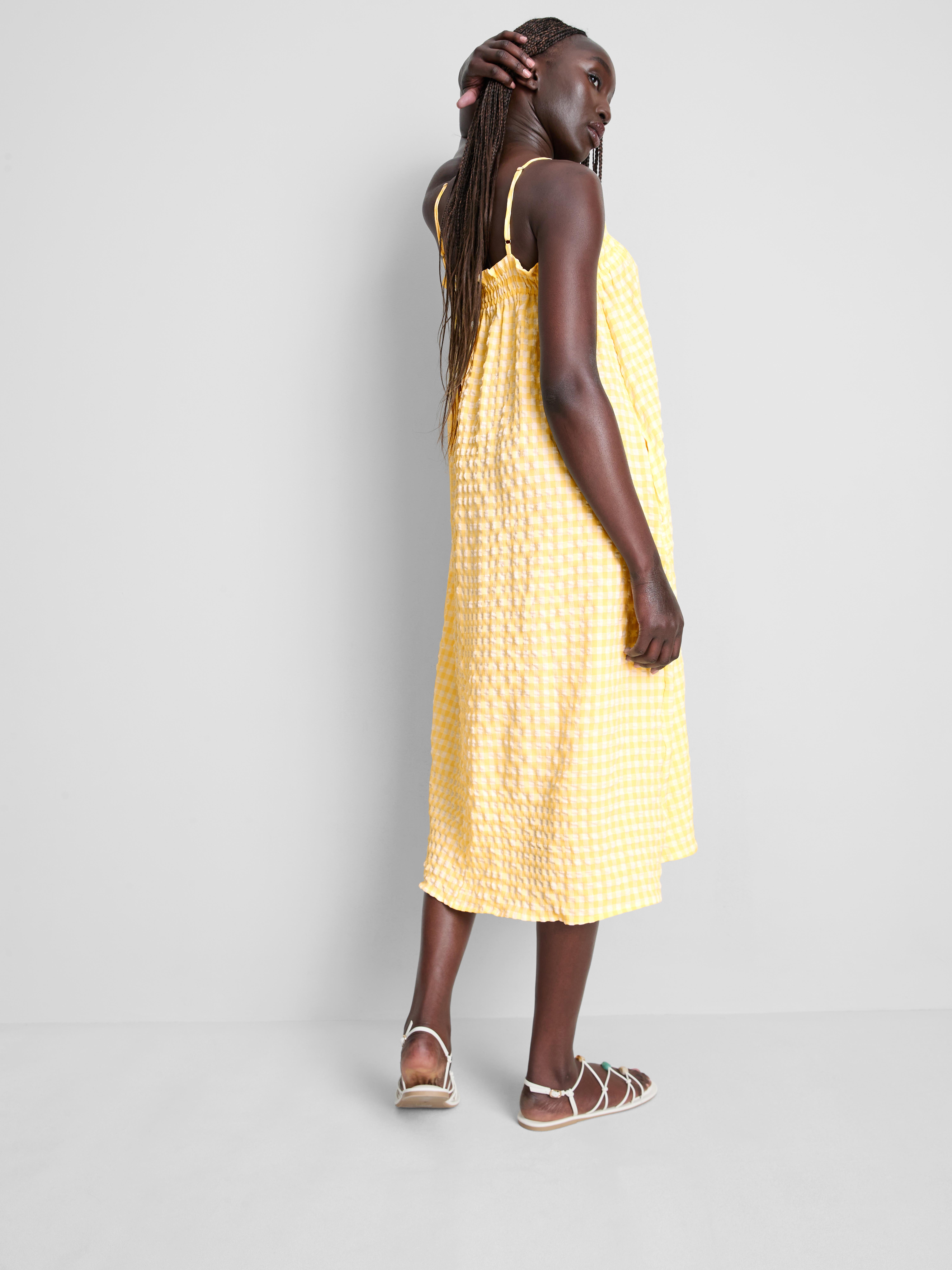 Seersucker Column Midi Dress
