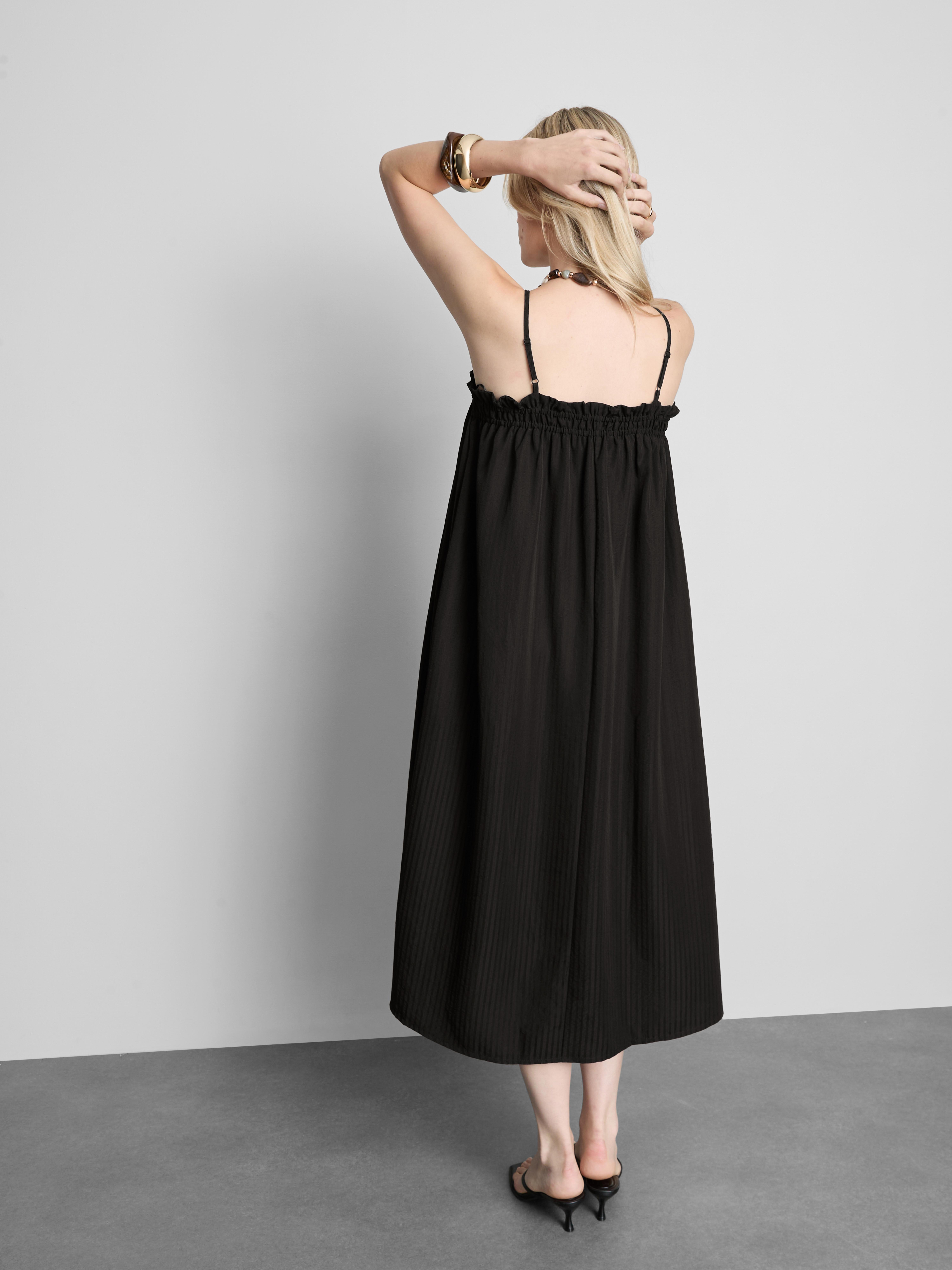 Seersucker Column Midi Dress