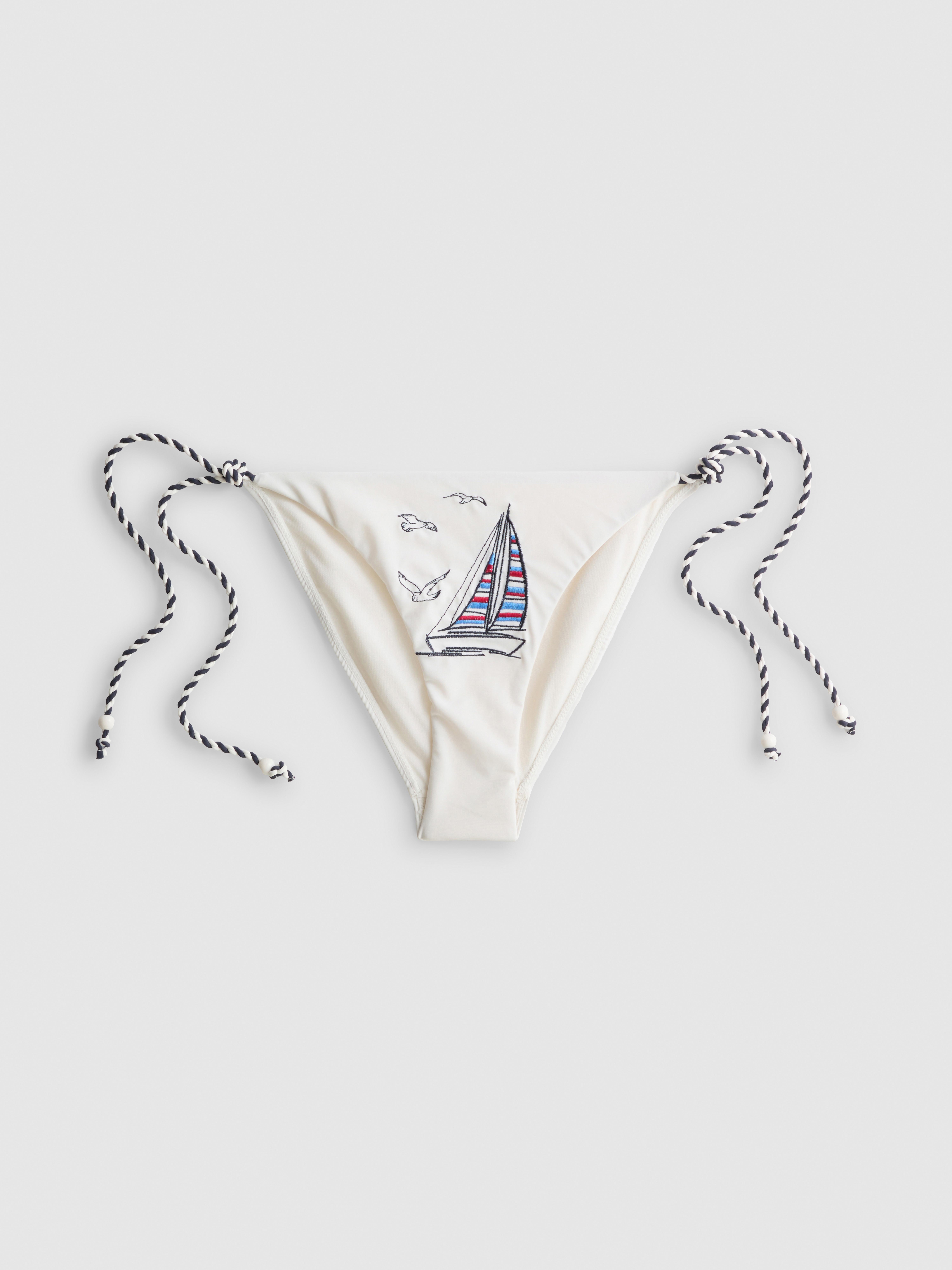 Braguita de bikini bordada con lazos laterales