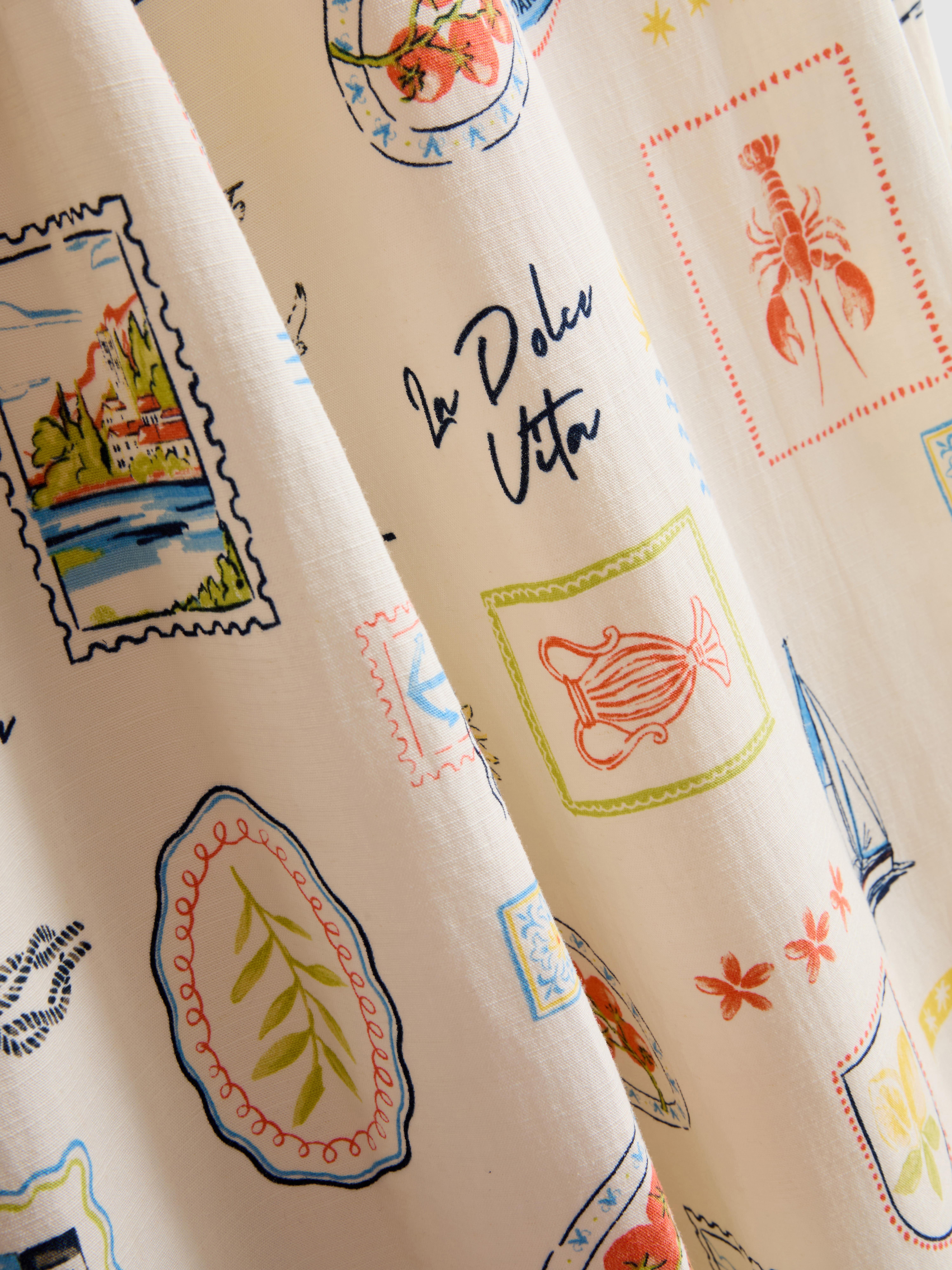 Postcard Print Midi Dress