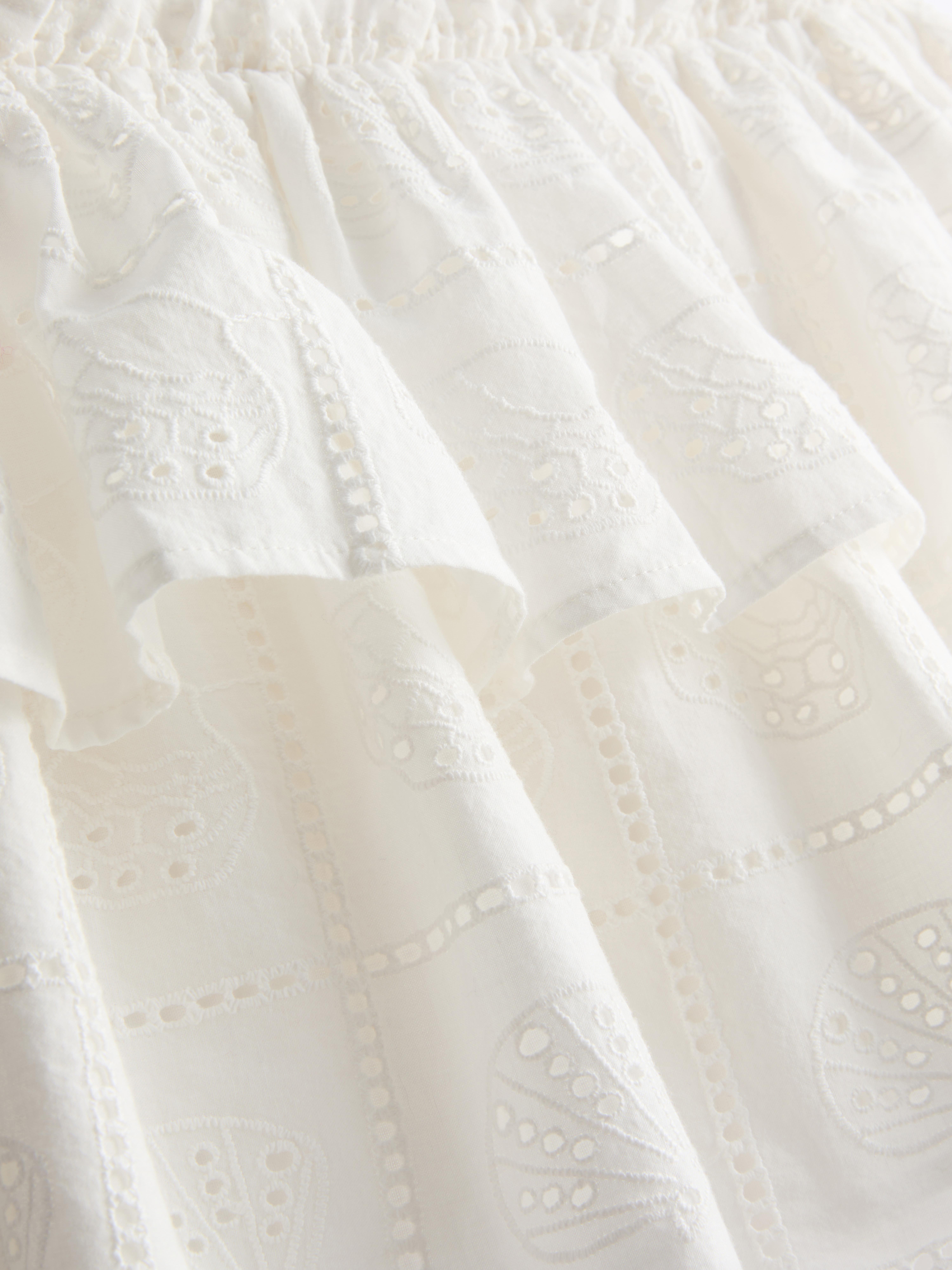 Bestickter Stufen-Minirock aus Baumwolle