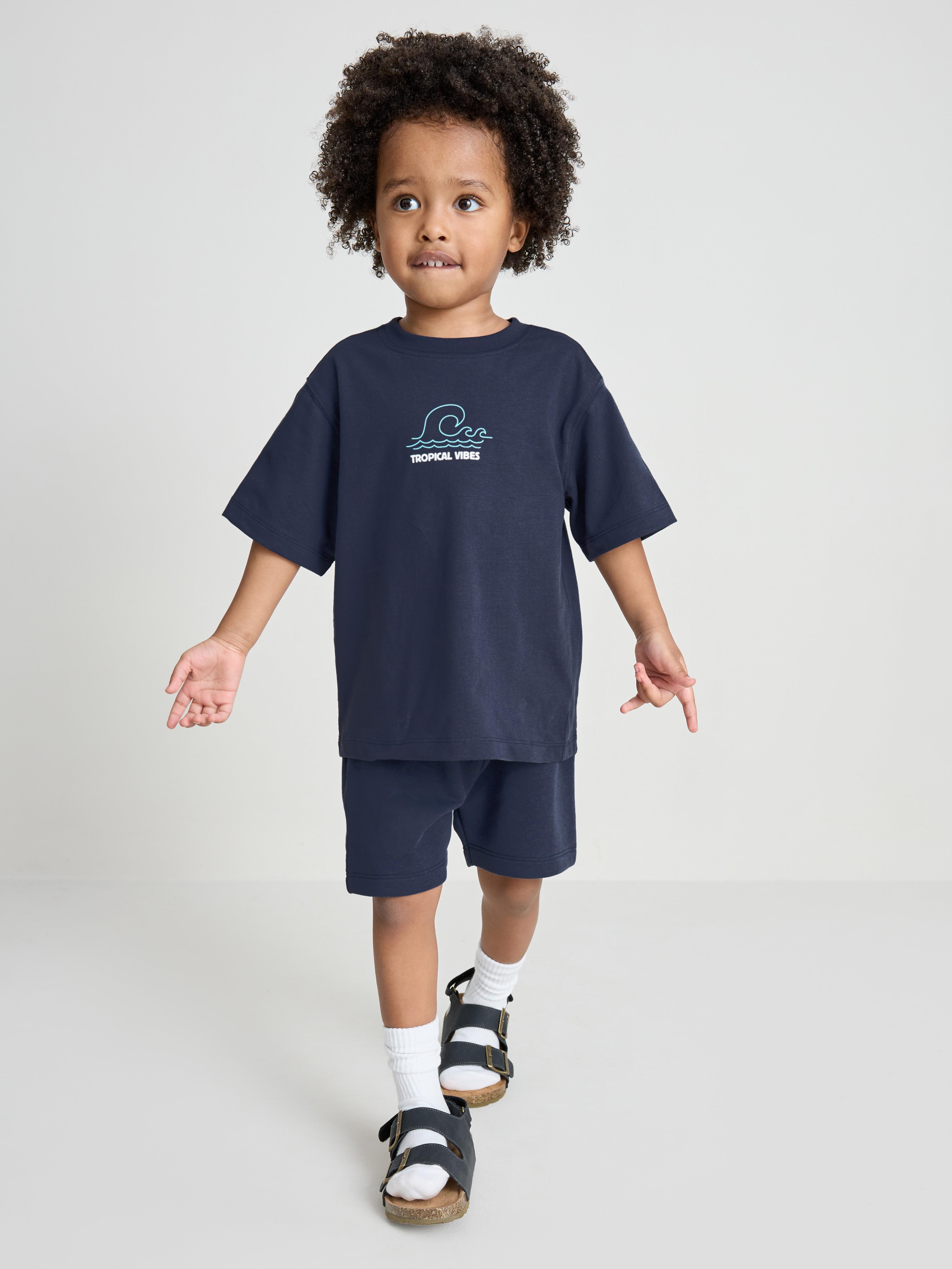 1.5-9yrs | Tropical Graphic Flocked T-Shirt and Shorts Set