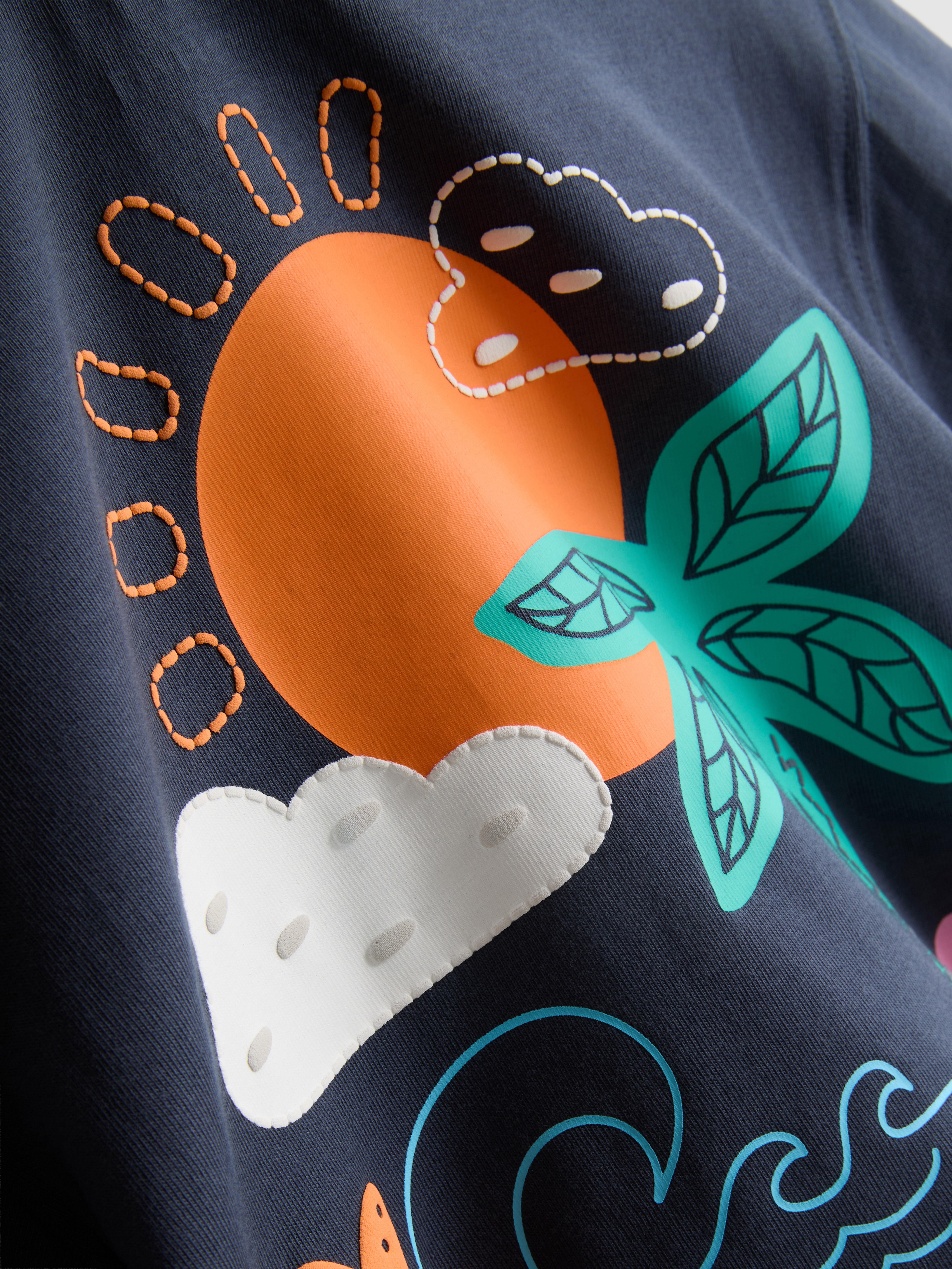 1.5-9yrs | Tropical Graphic Flocked T-Shirt and Shorts Set
