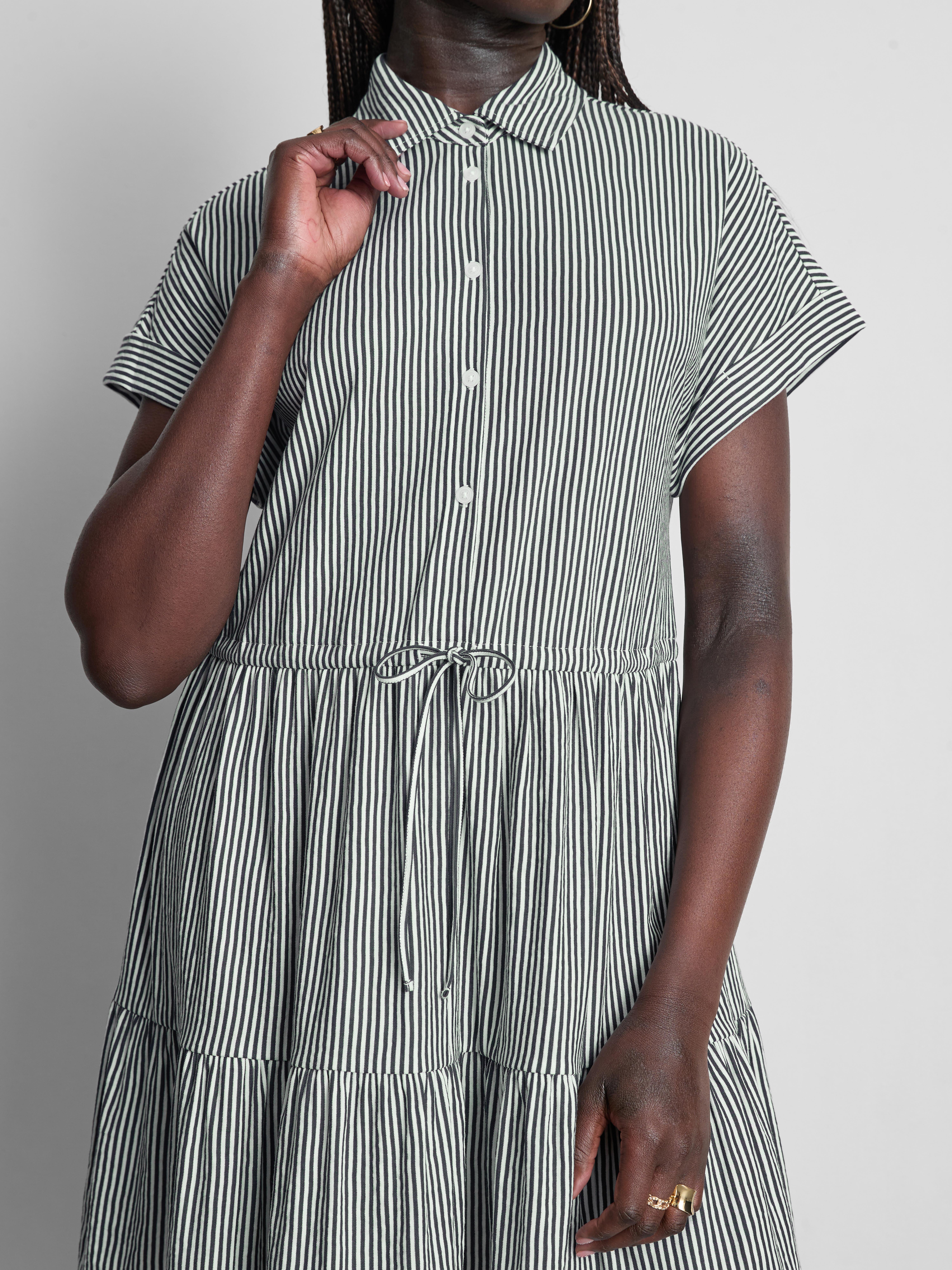 Collared Mini Shirt Dress