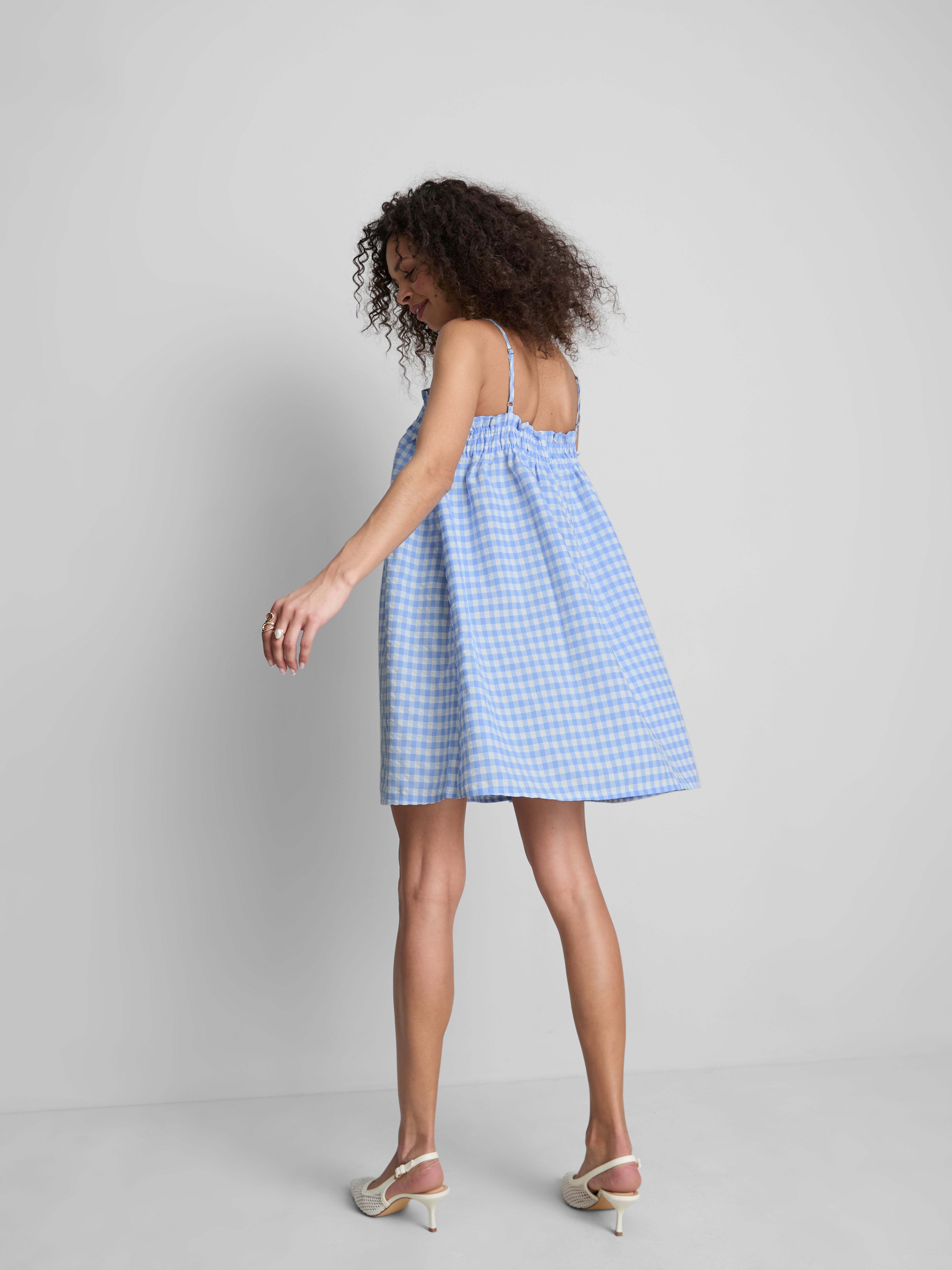 Seersucker Mini Swing Dress
