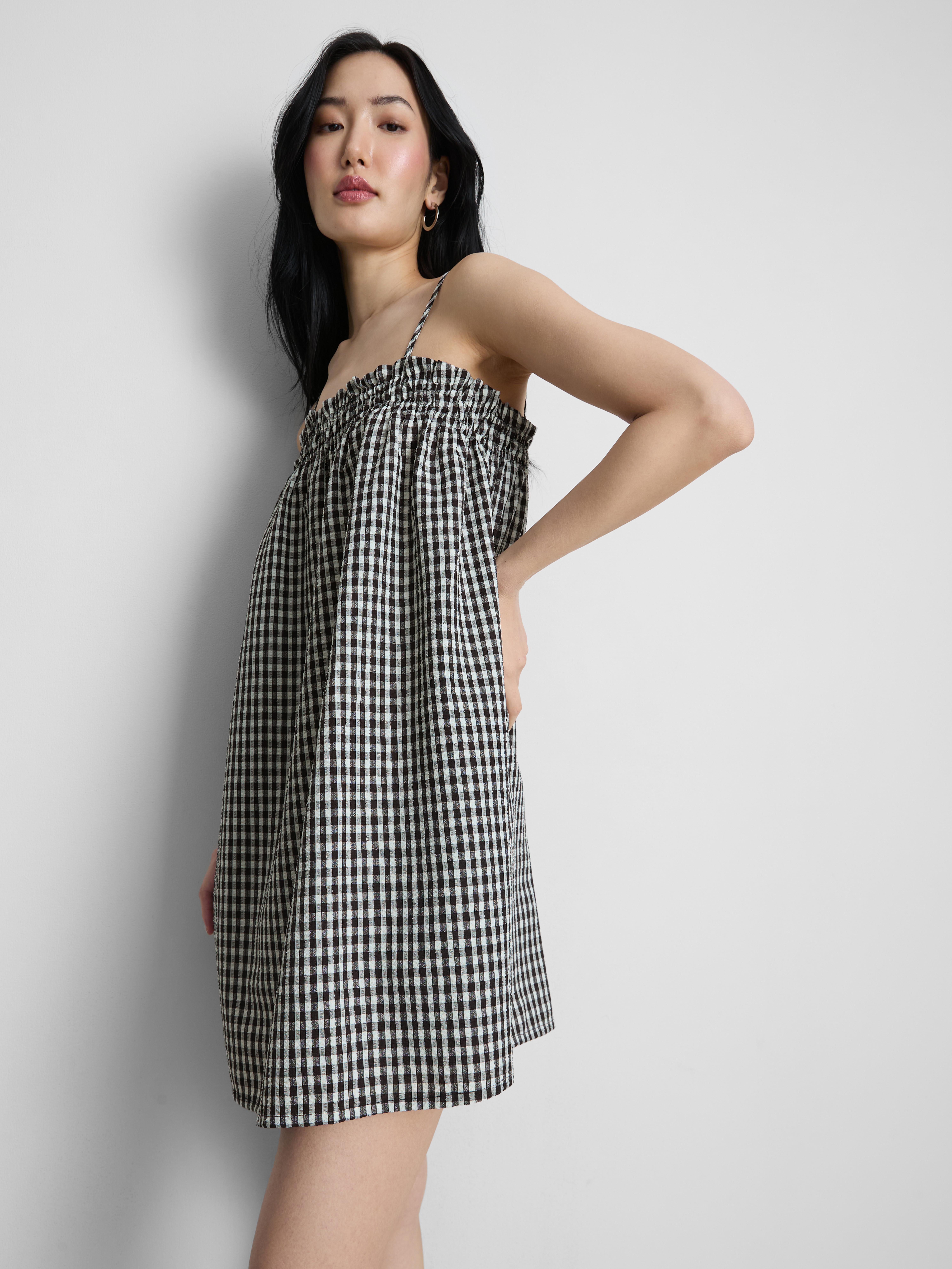 Seersucker Mini Swing Dress