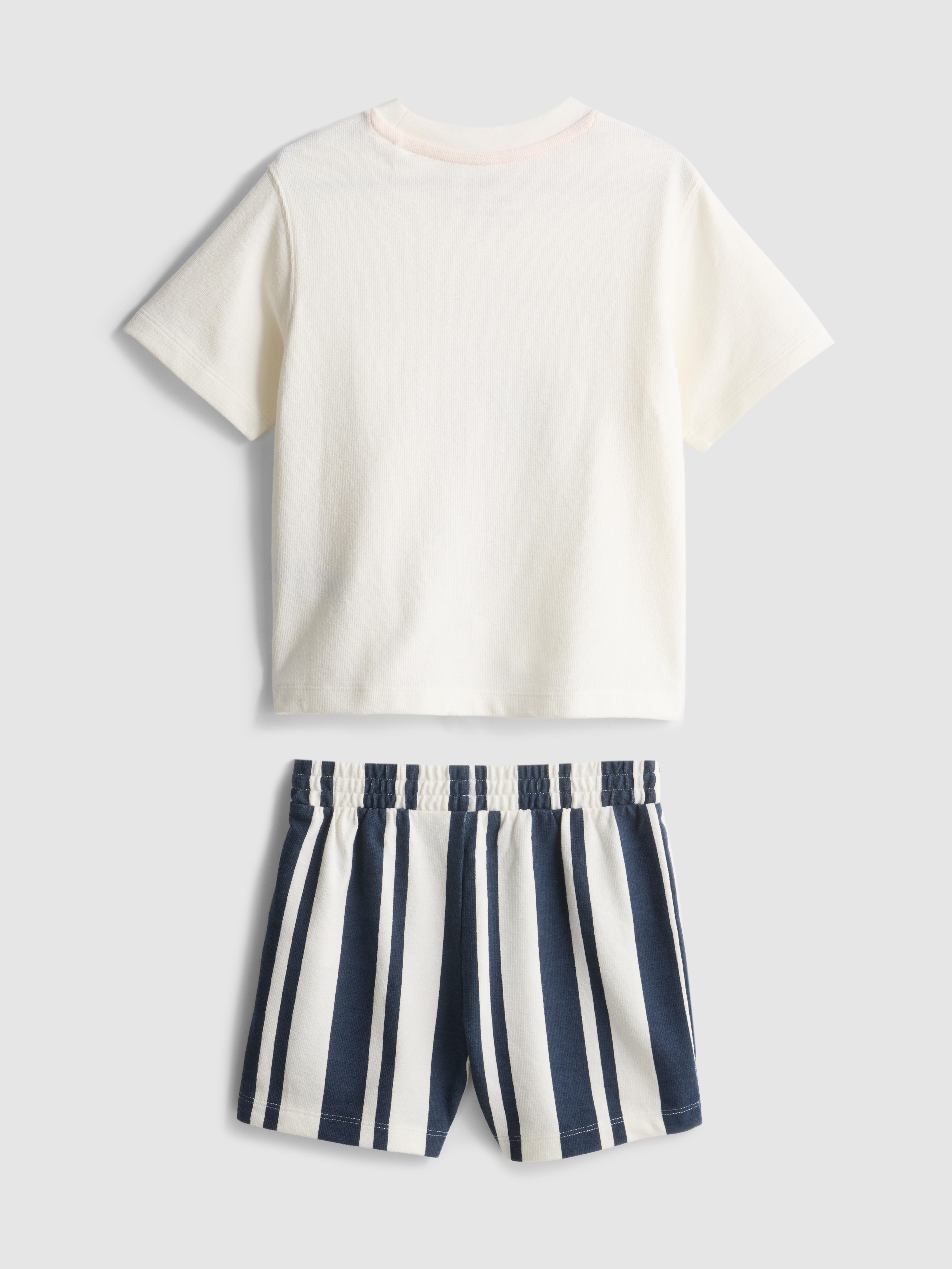 1,5–9 Jahre | T-Shirt mit Strandgrafik und gestreiften Shorts