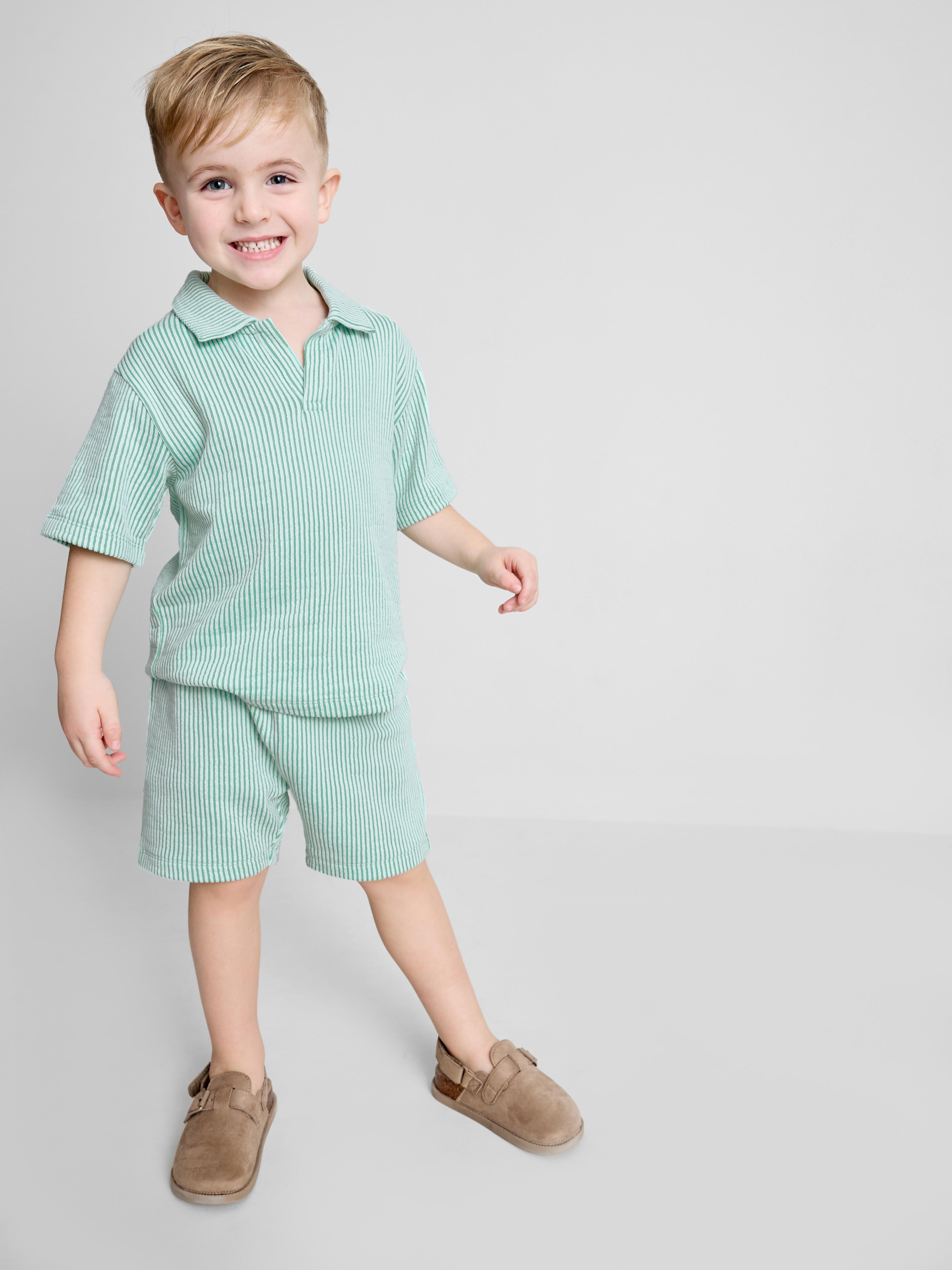 1.5-9yrs | Stripe Shirt and Shorts Set Green