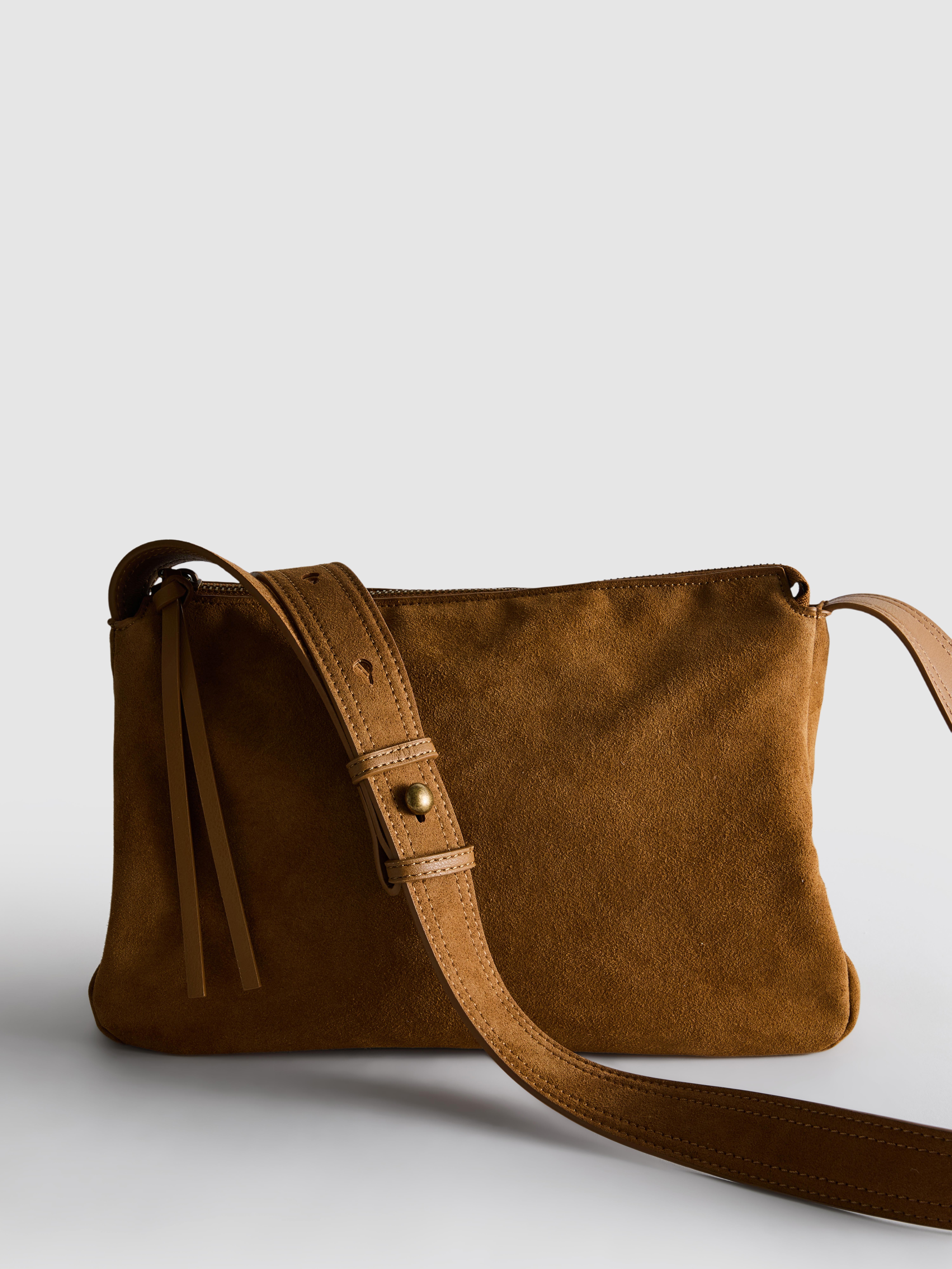 The Edit Suede Fold Over Crossbody Bag