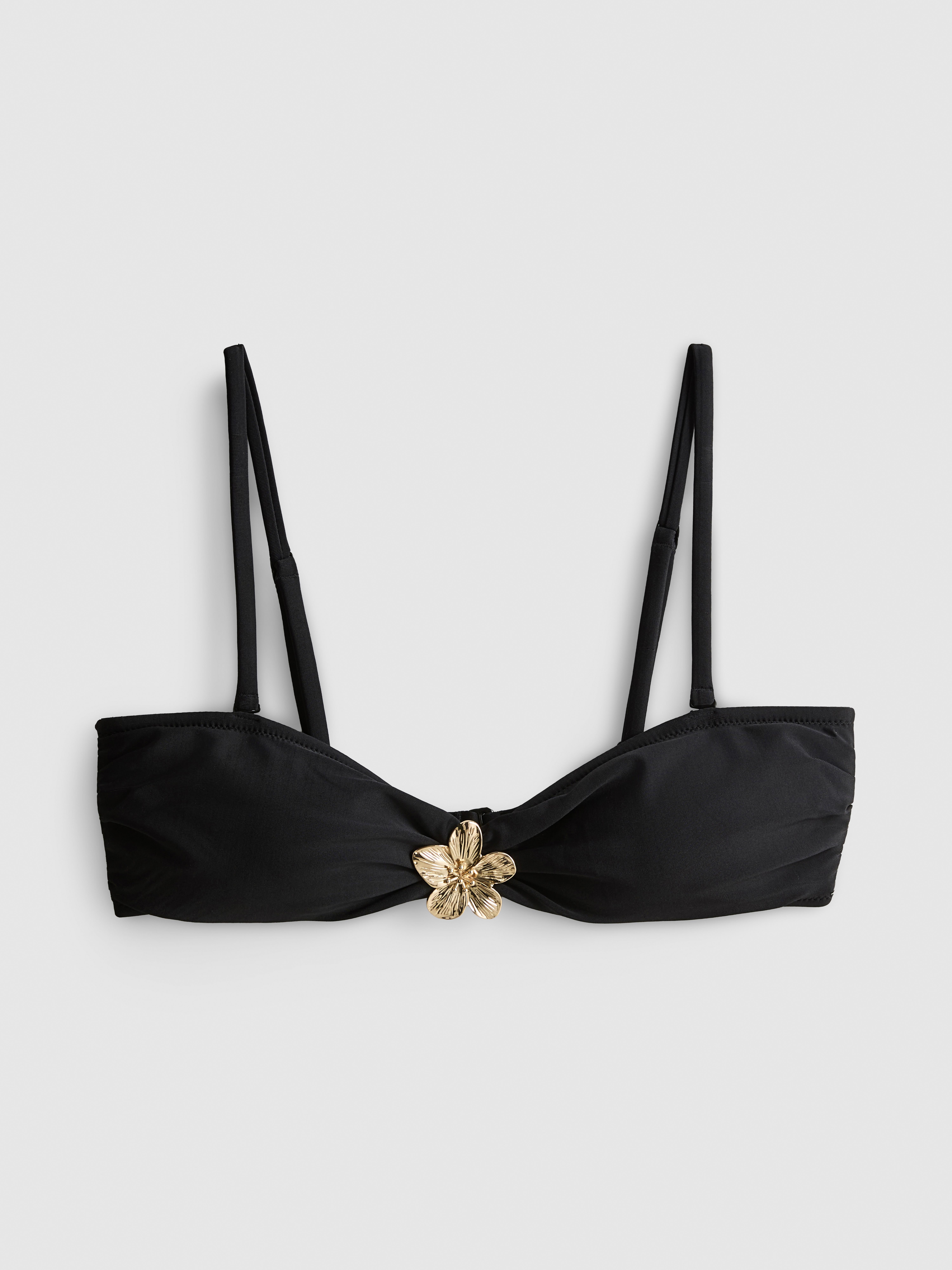 Floral Detail Plunge Bikini Top