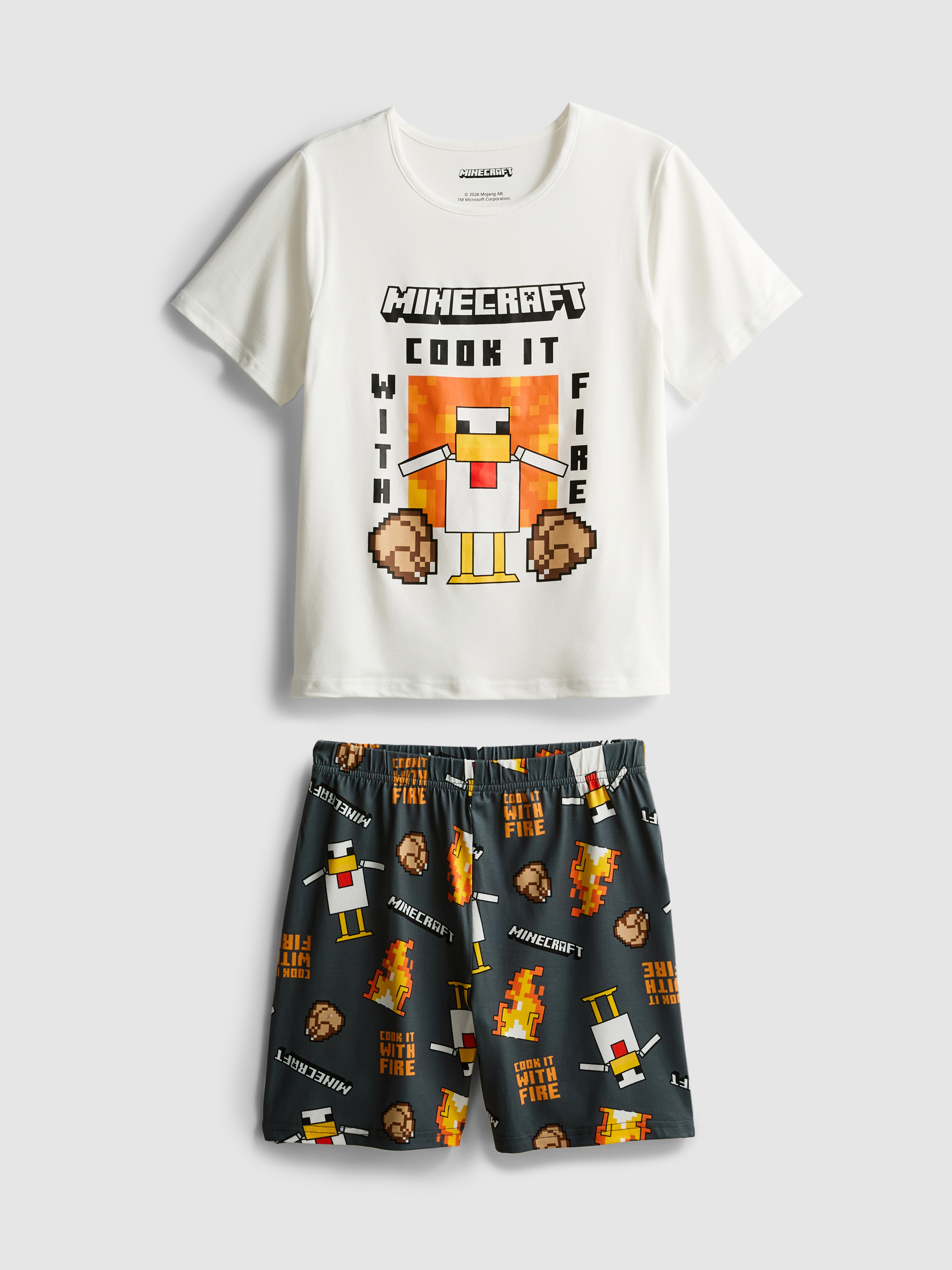 5-15 años | Pijama corto con pollo de Minecraft