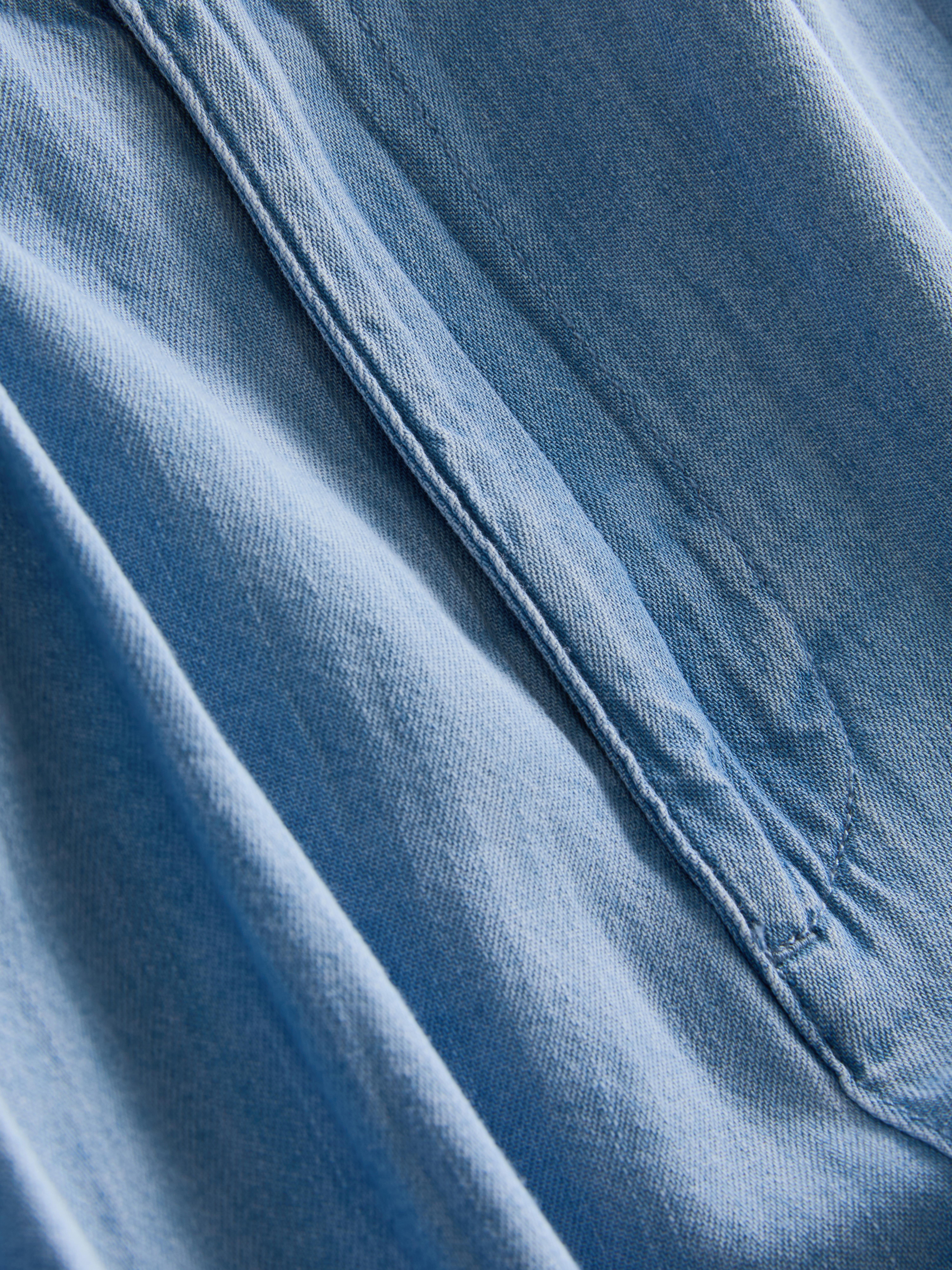 Cotton Denim Pleated Wide Leg Jeans