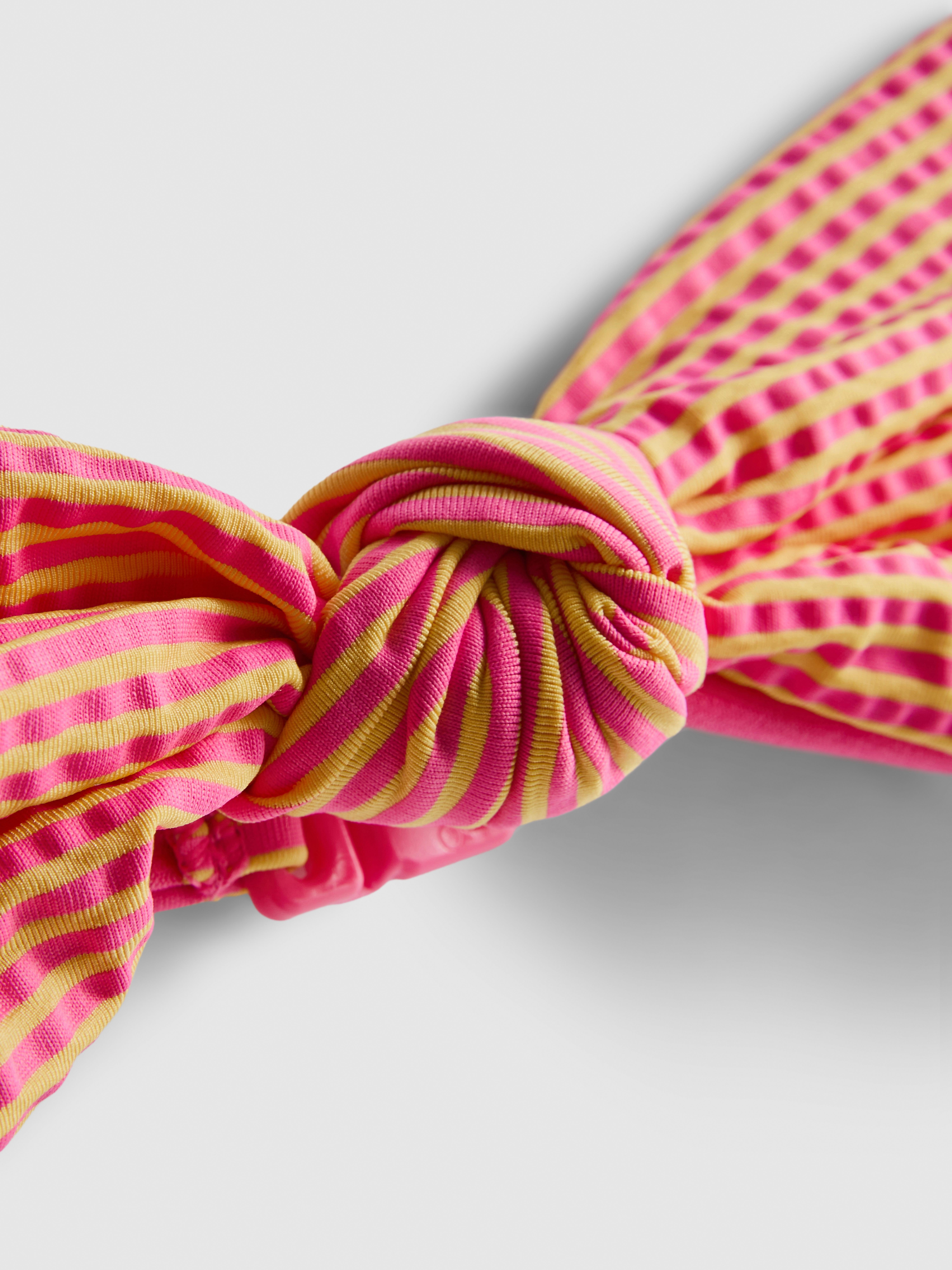 Knot-Detail Striped Bandeau Bikini Top