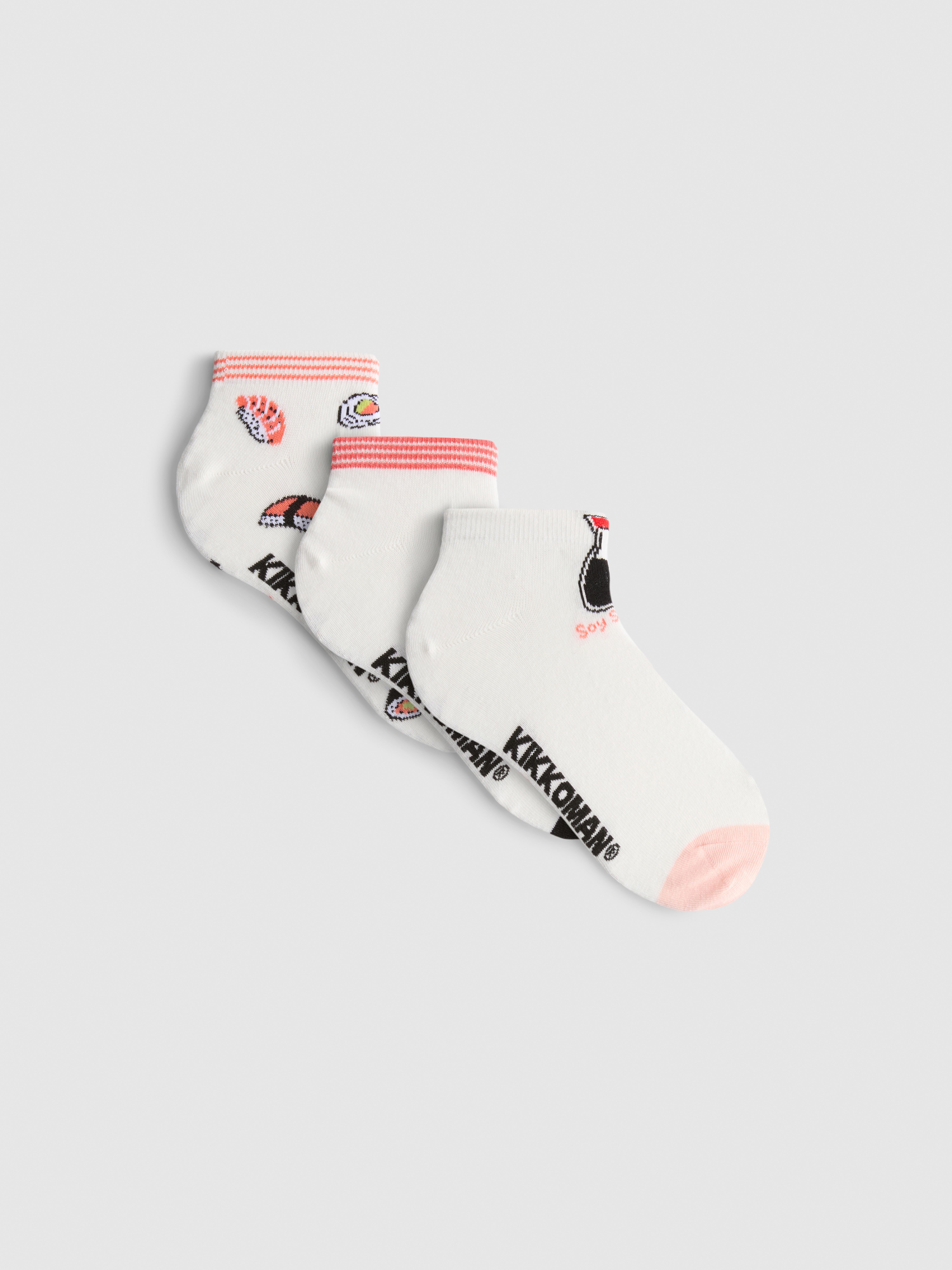 3pk Kikkoman Cotton Blend Trainer Socks