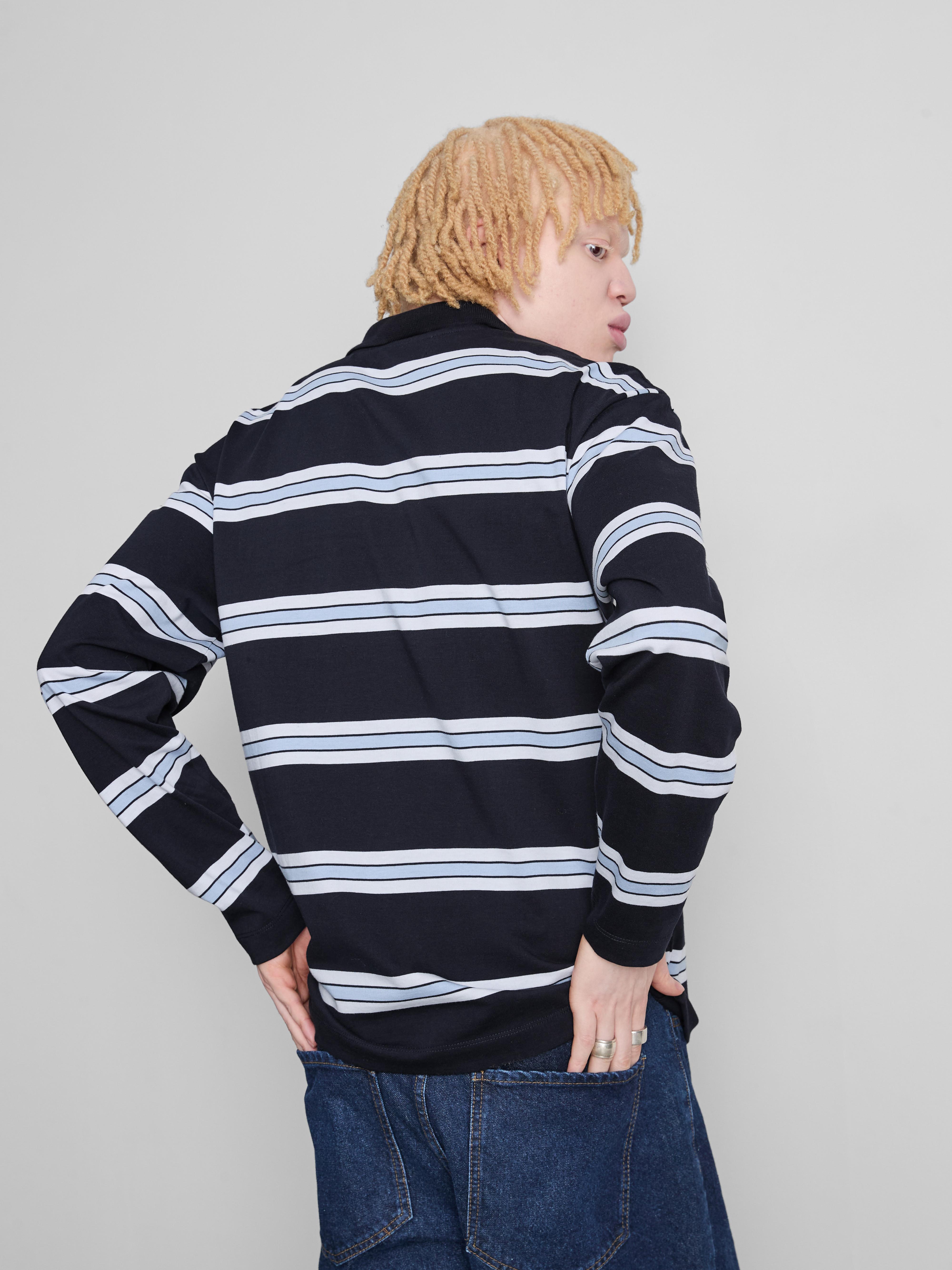 Long-Sleeve Stripe Polo Shirt