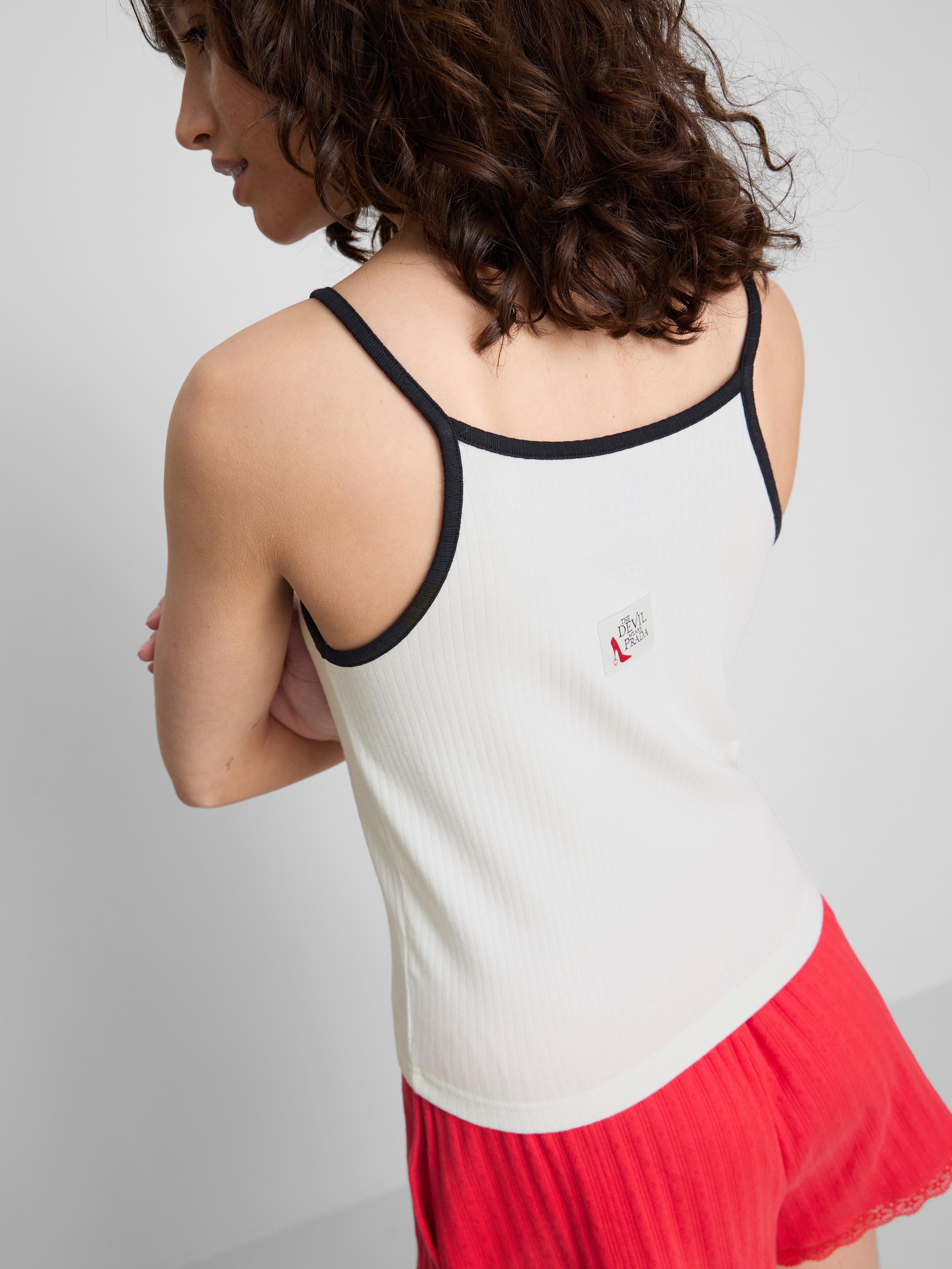 Womens Ivory The Devil Wears Prada Ribbed Pyjama Vest | Primark