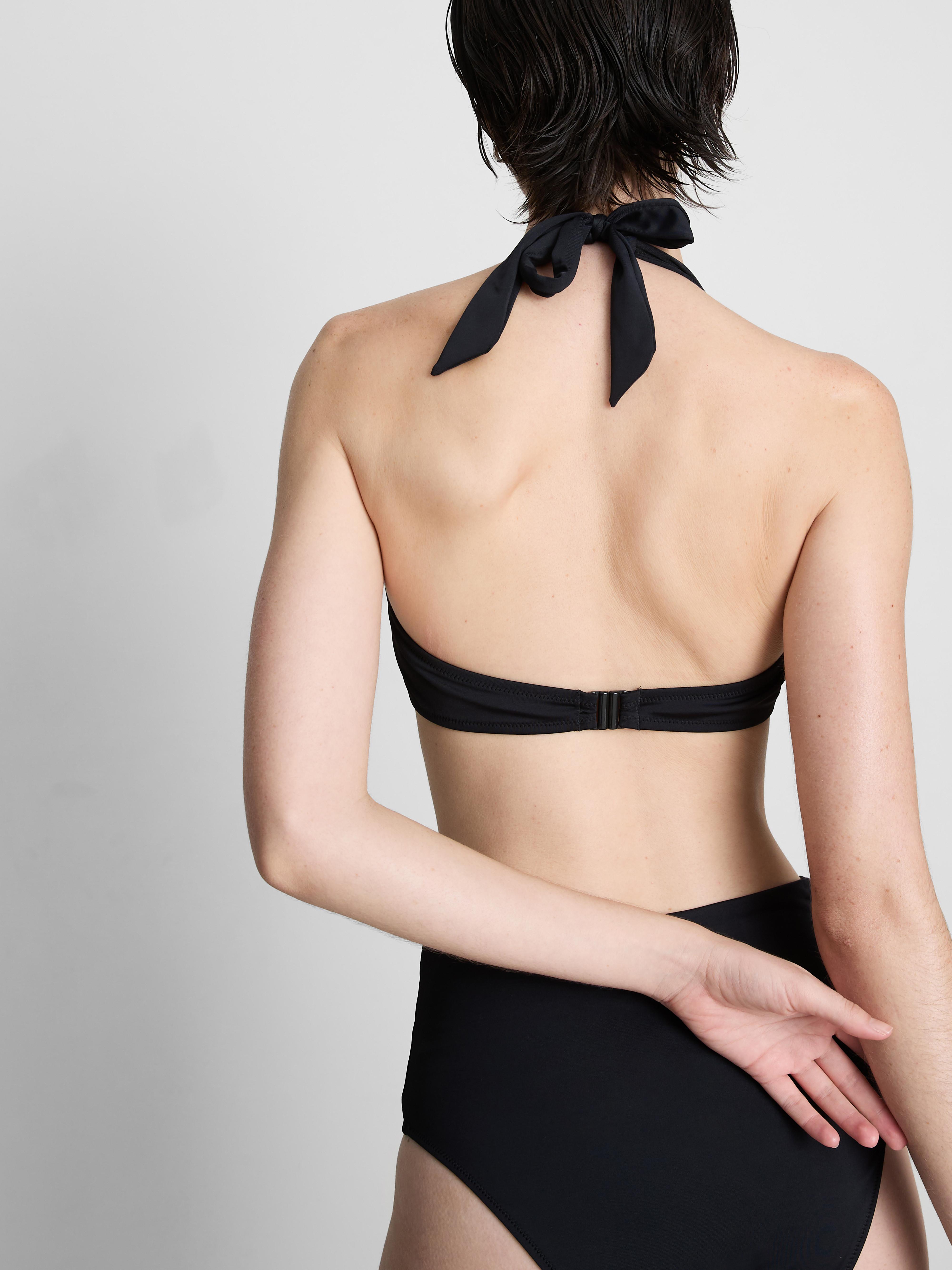 Top bikini a fascia con laccetti al collo