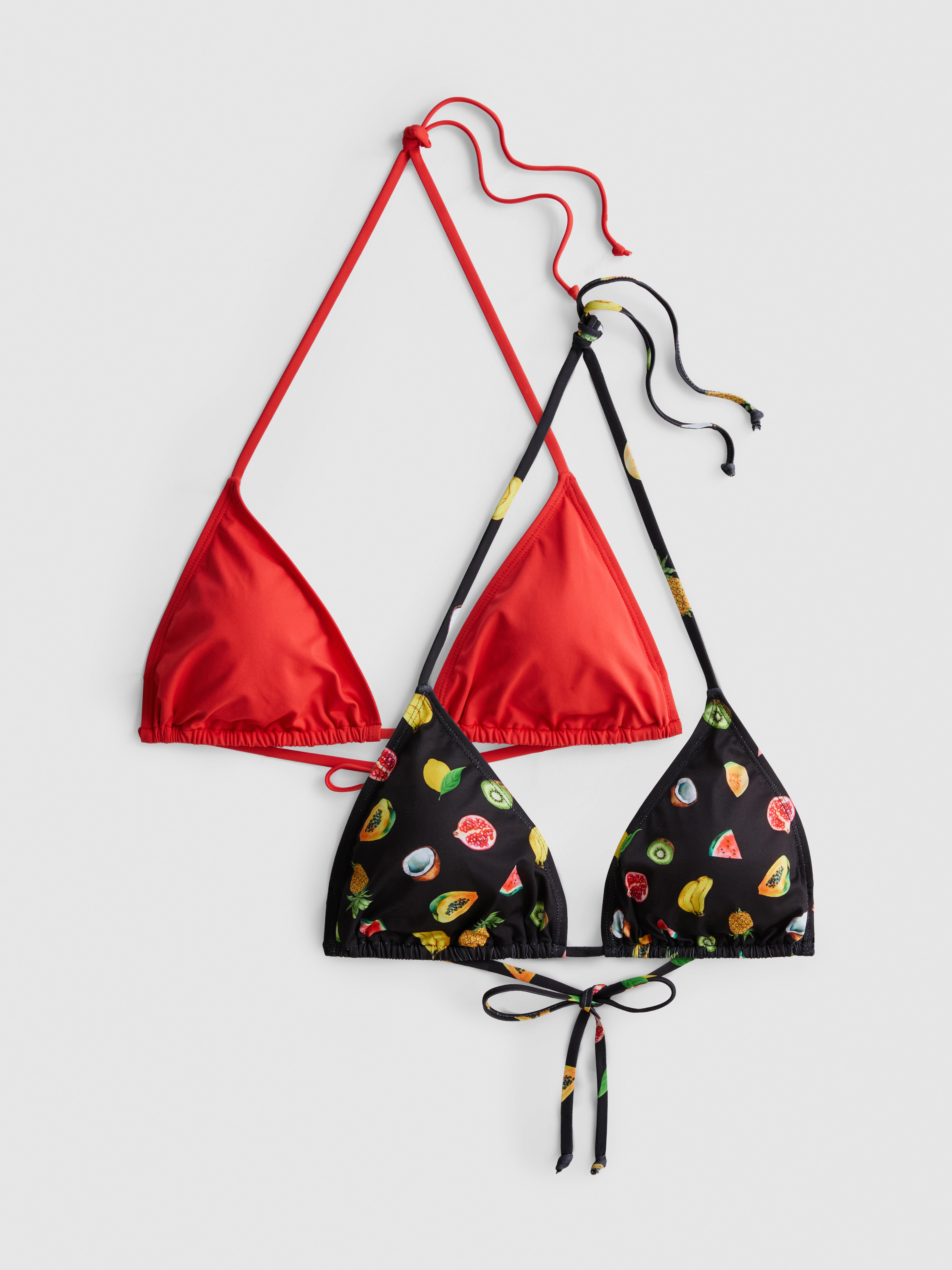 Lot de 2 hauts de bikini triangle à motif