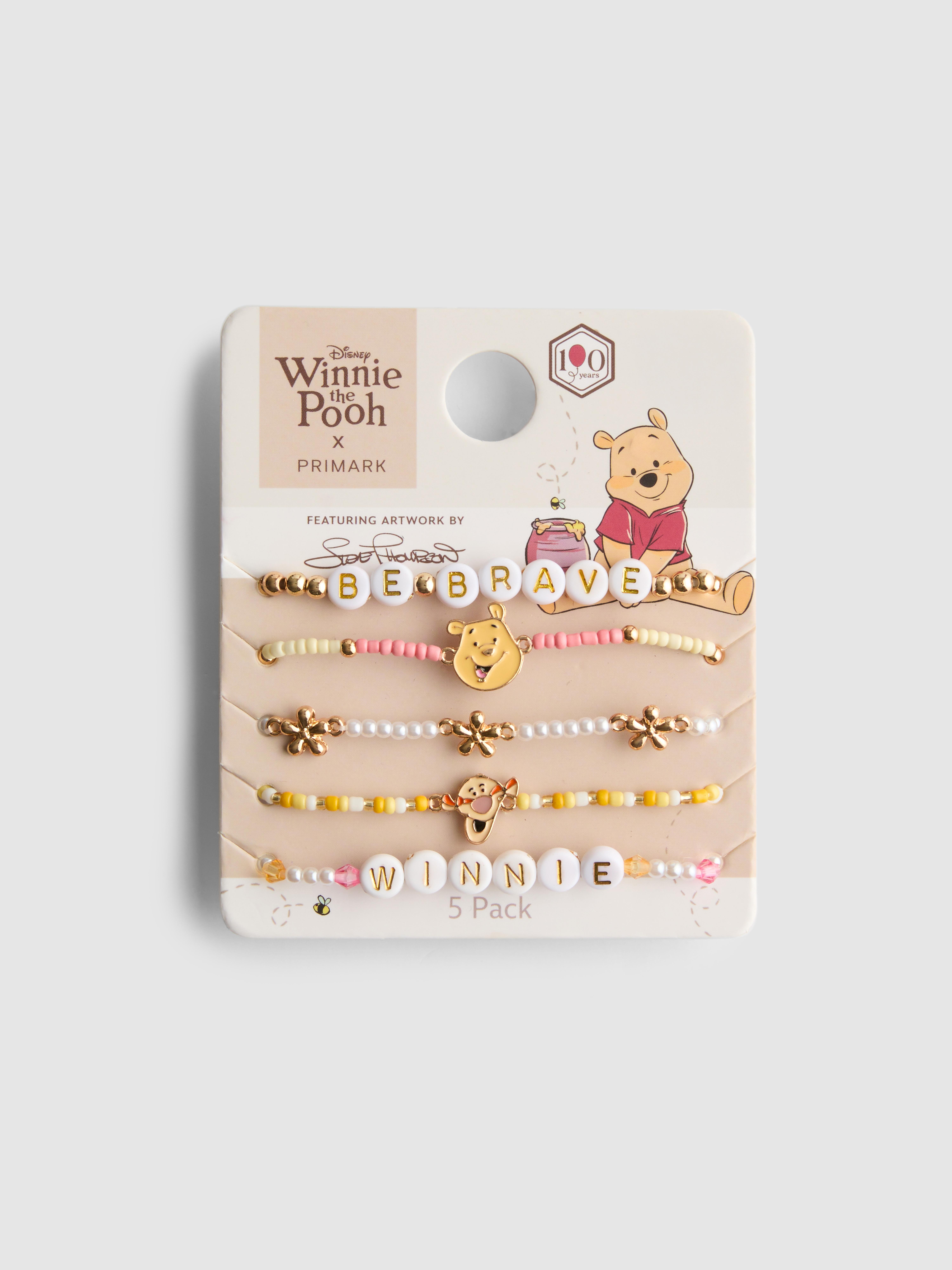 „Disney Winnie Puuh“ Perlenarmbänder mit Anhängern, 5er-Pack