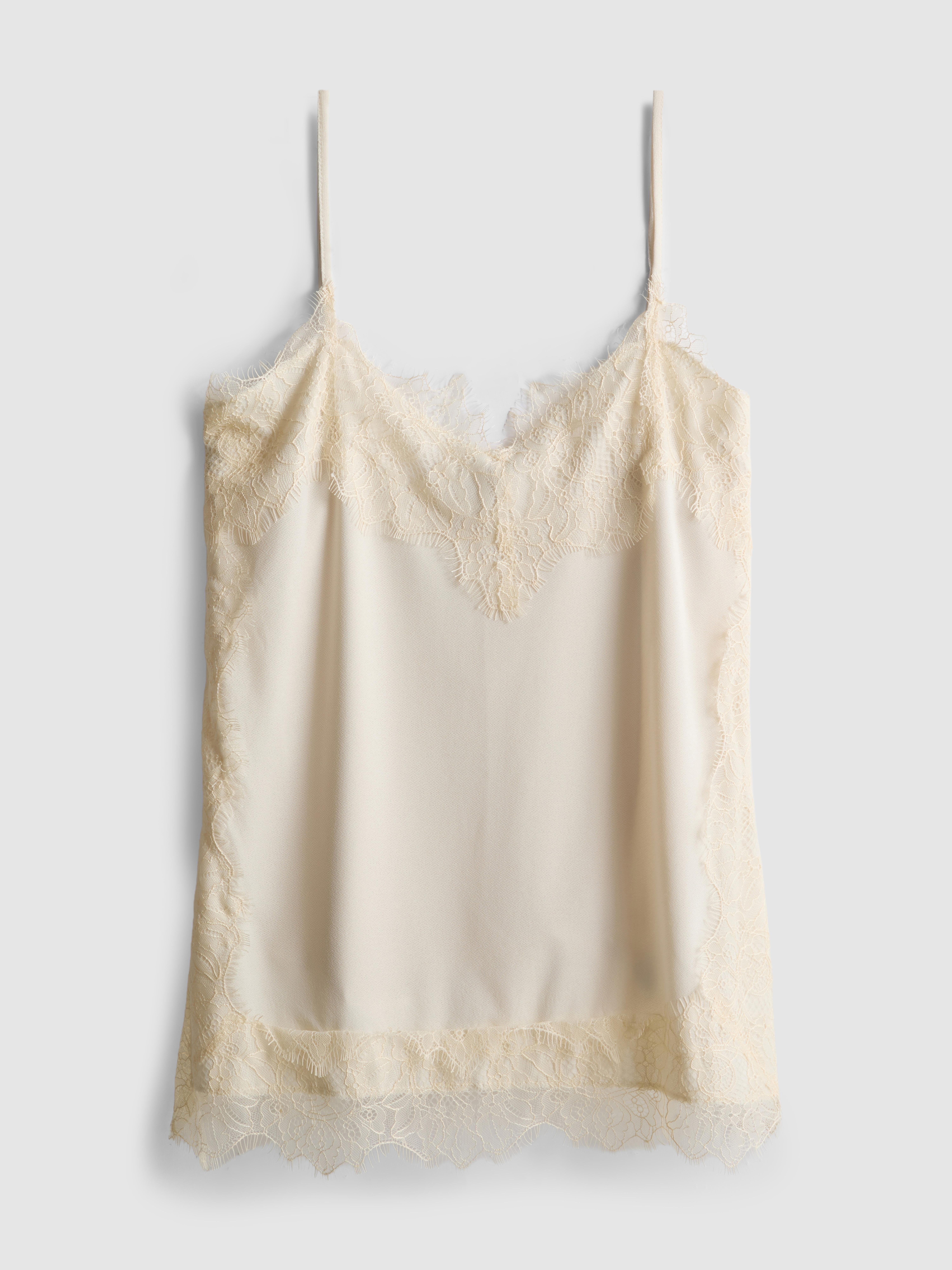 Women's Ivory Paula Echevarría Satin Lace-Trim Cami Top | Primark