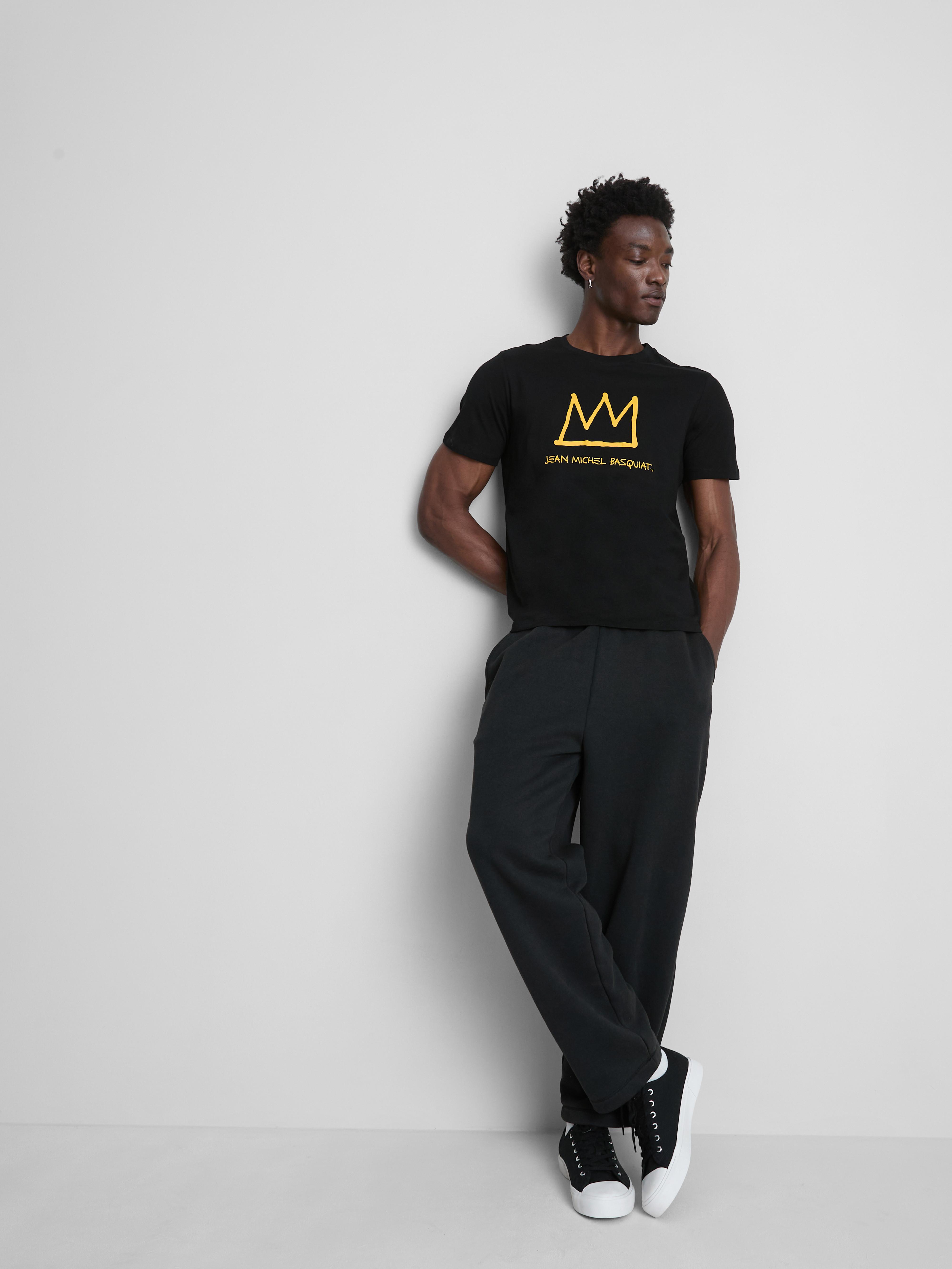 T-shirt manga curta coroa Basquiat