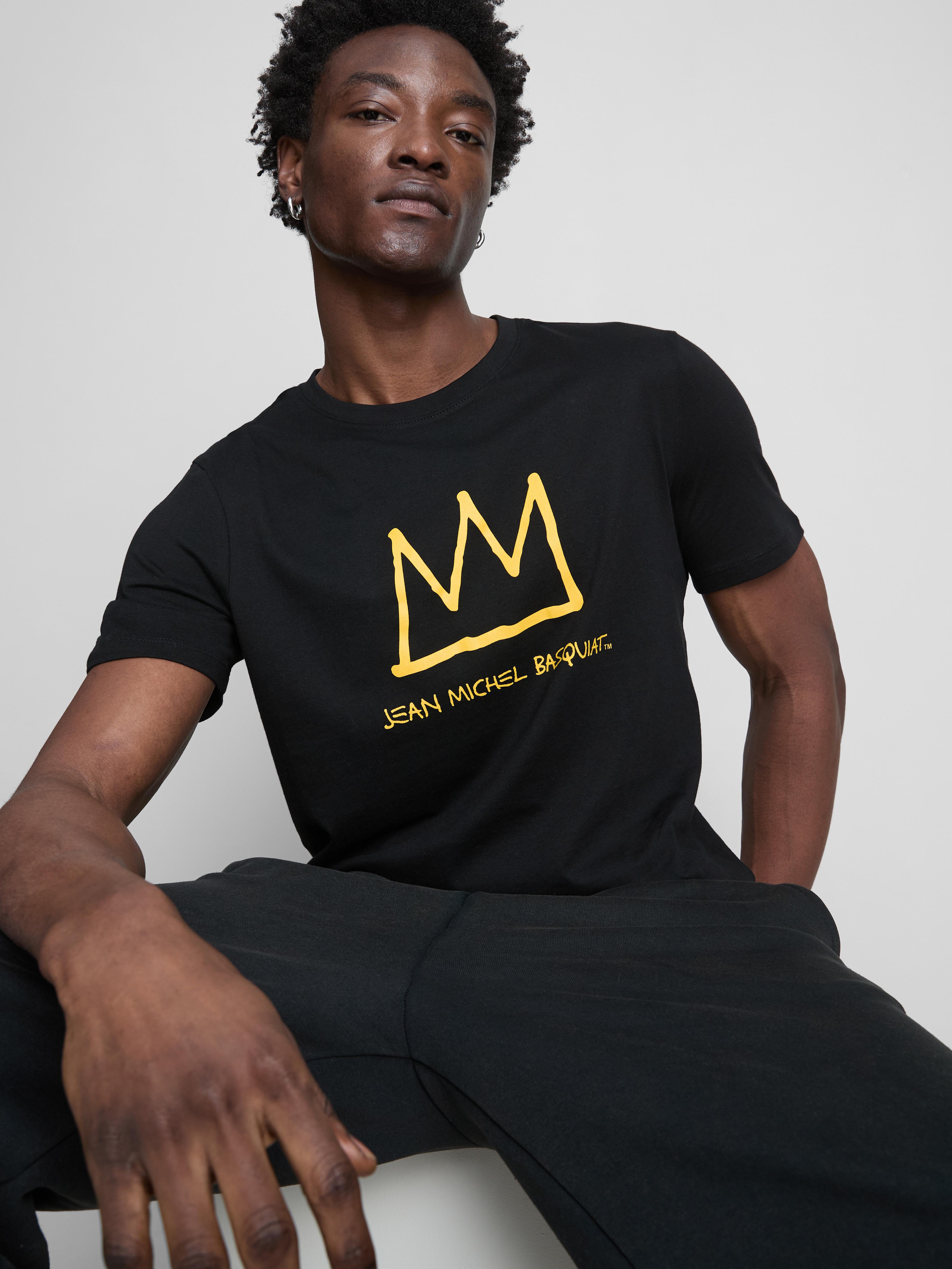 T-shirt manga curta coroa Basquiat