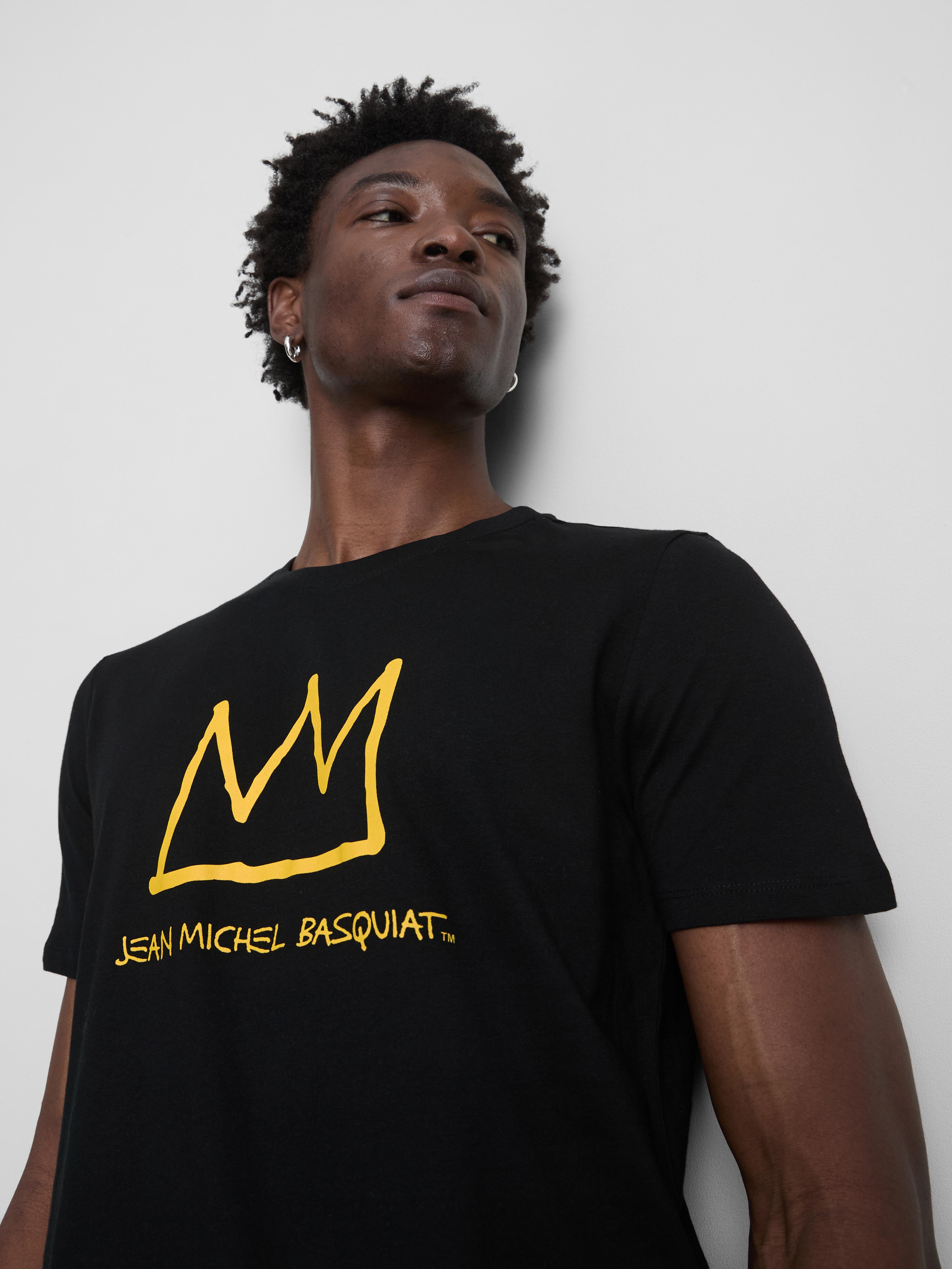T-shirt manga curta coroa Basquiat