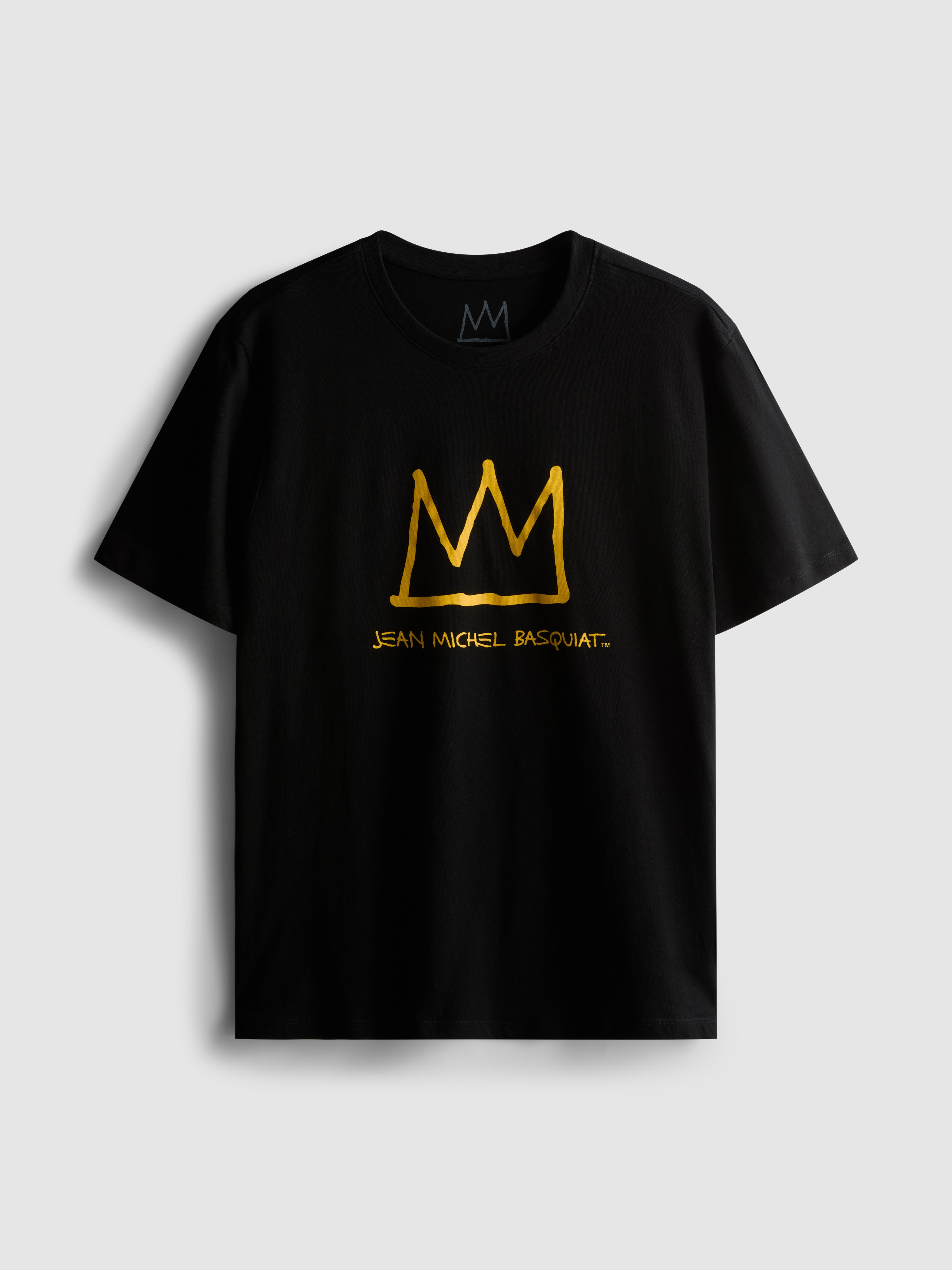 T-shirt manga curta coroa Basquiat