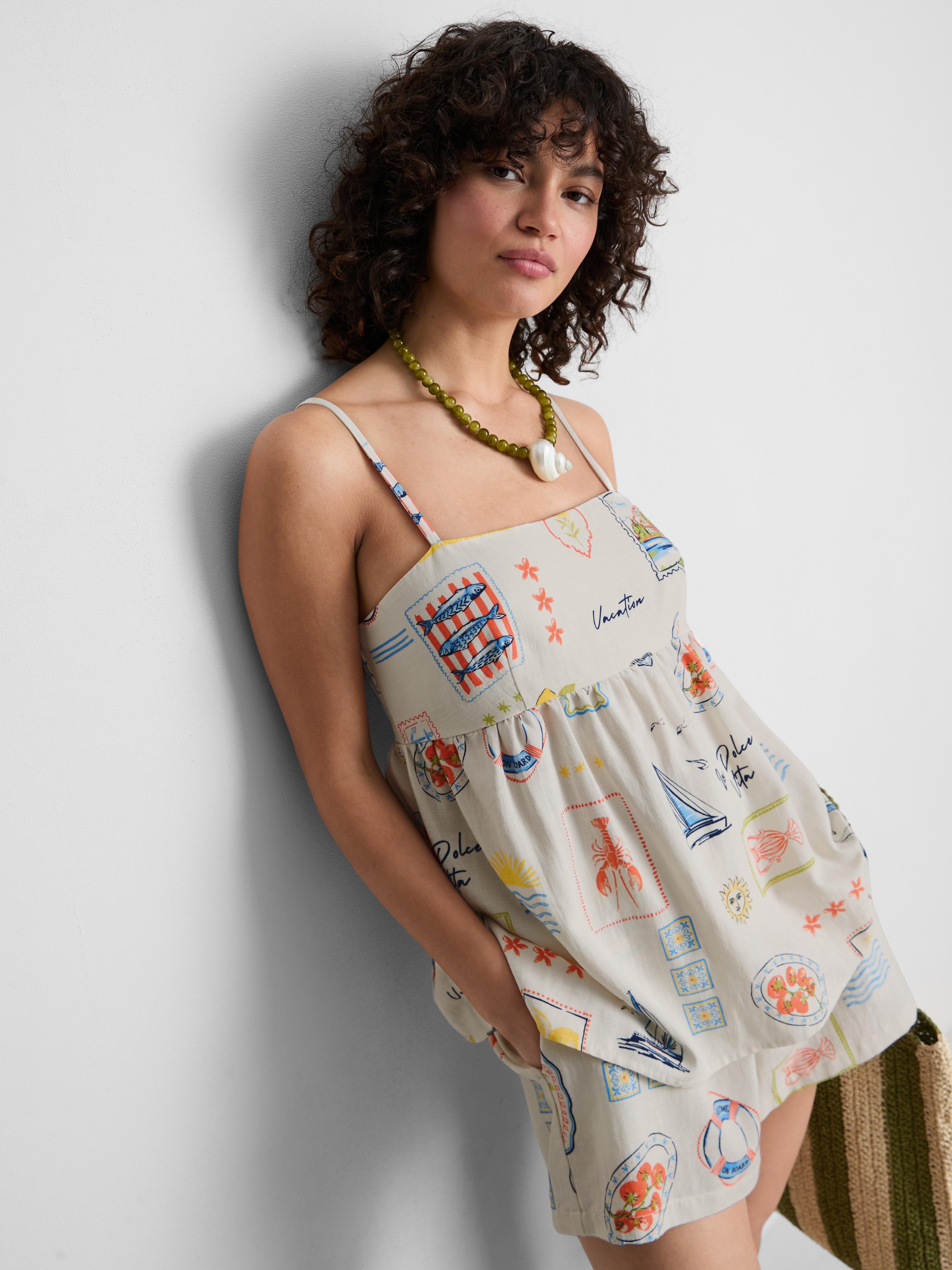 Printed Babydoll Cami Top