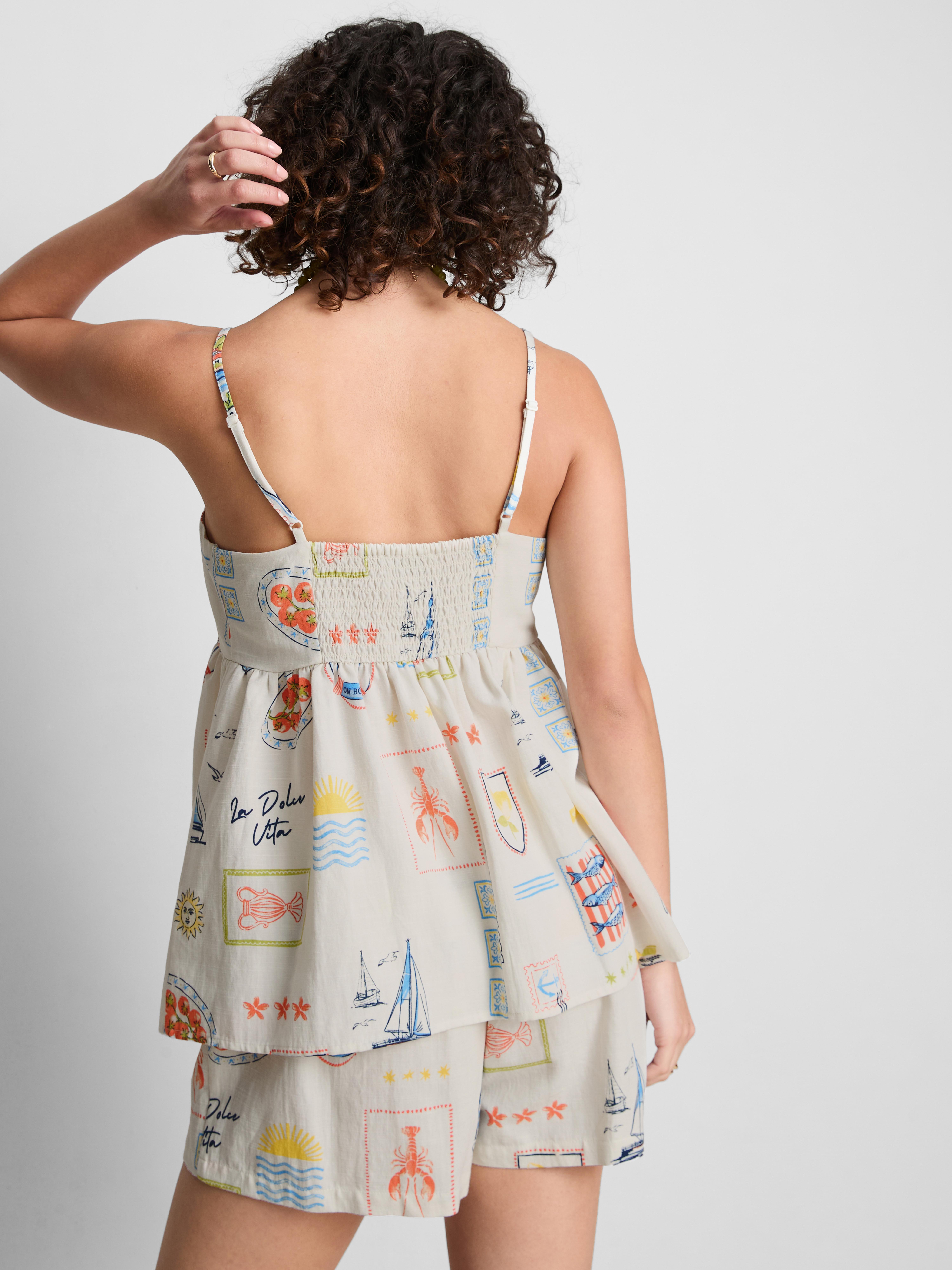 Printed Babydoll Cami Top